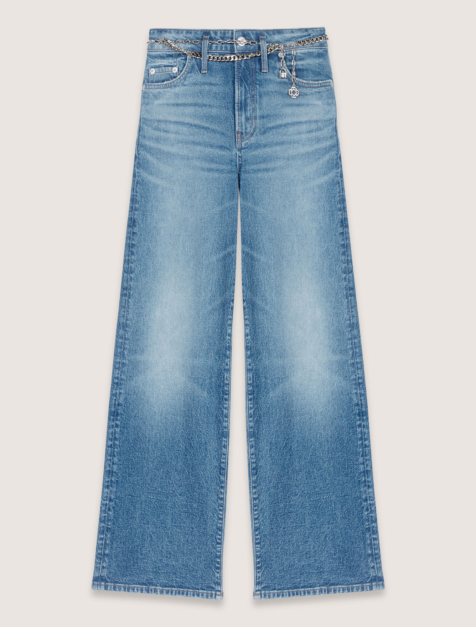 Jeans with chain-link belt