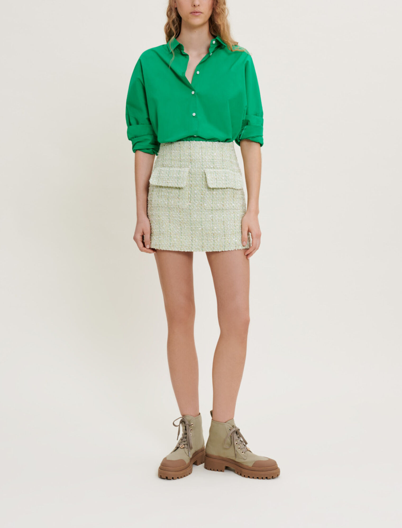 Shiny tweed skirt