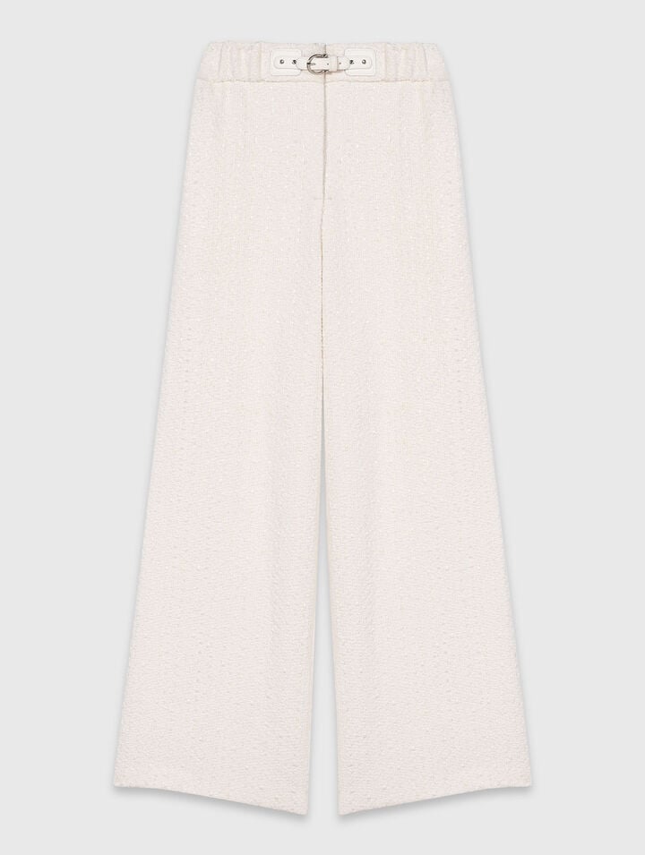 Wide-leg tweed trousers