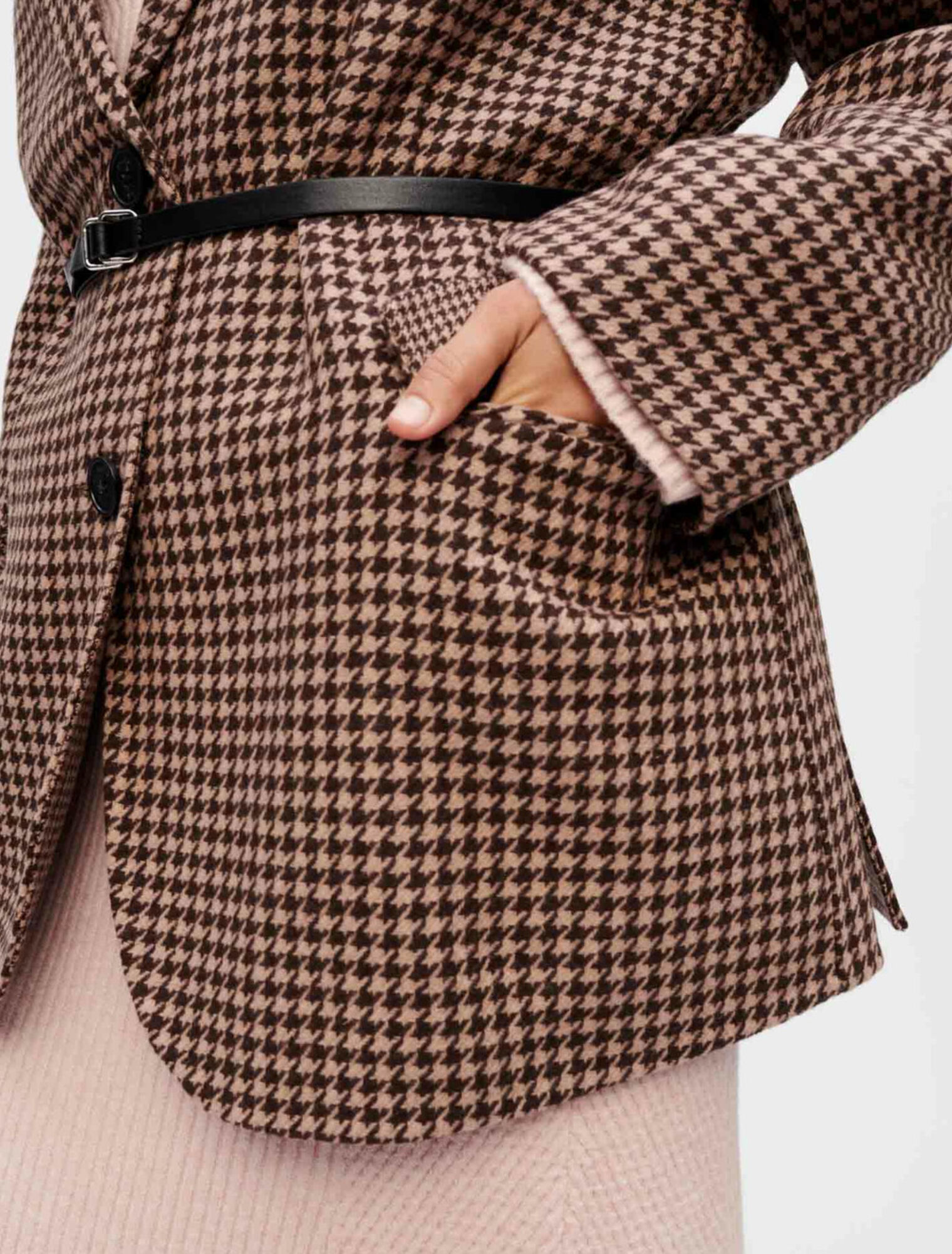 Oversized houndstooth coat