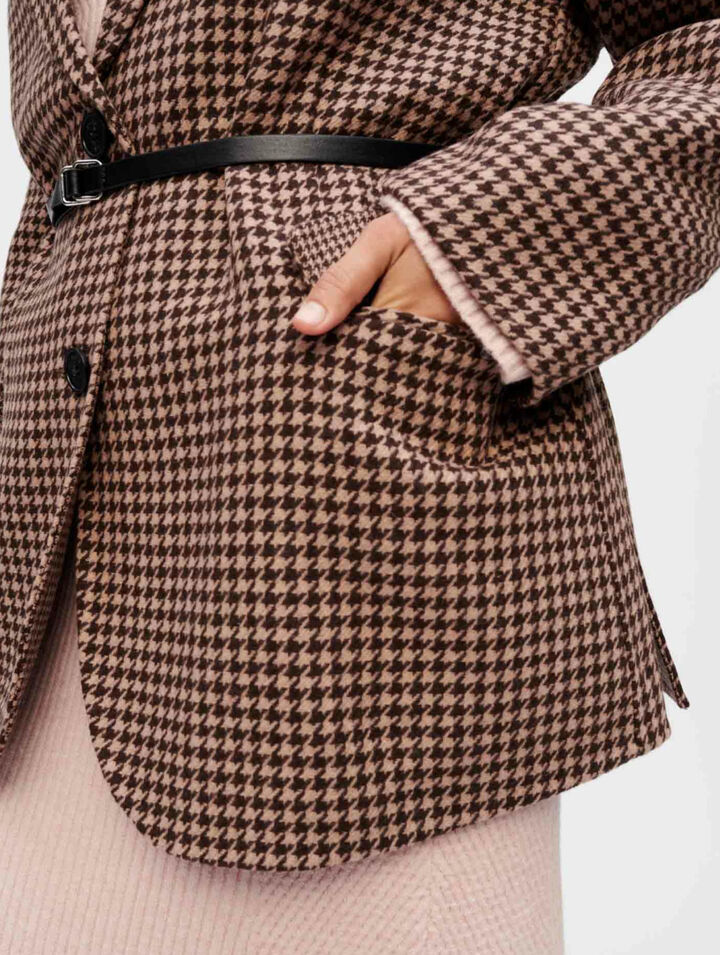 Oversized houndstooth coat