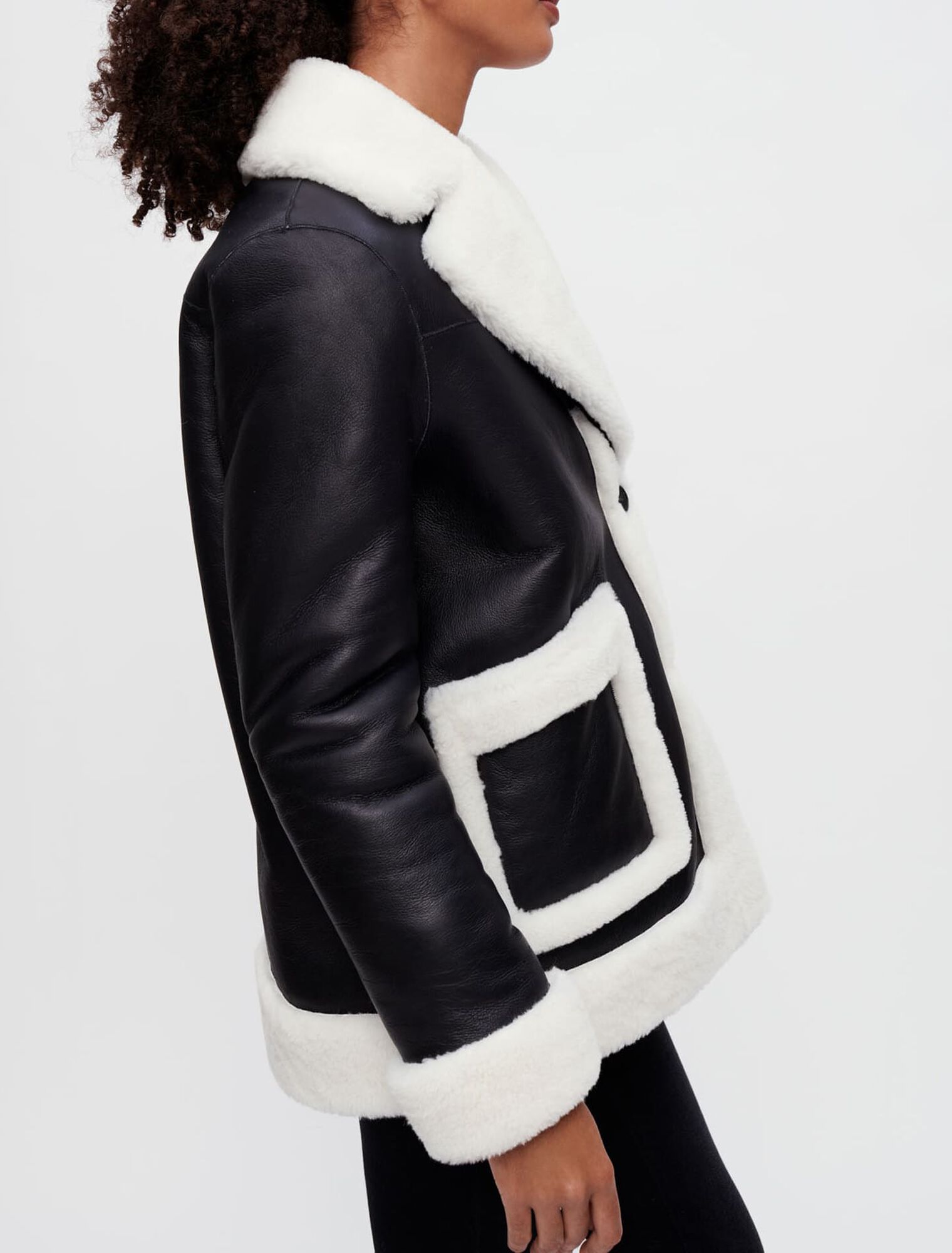 Two-tone shearling coat