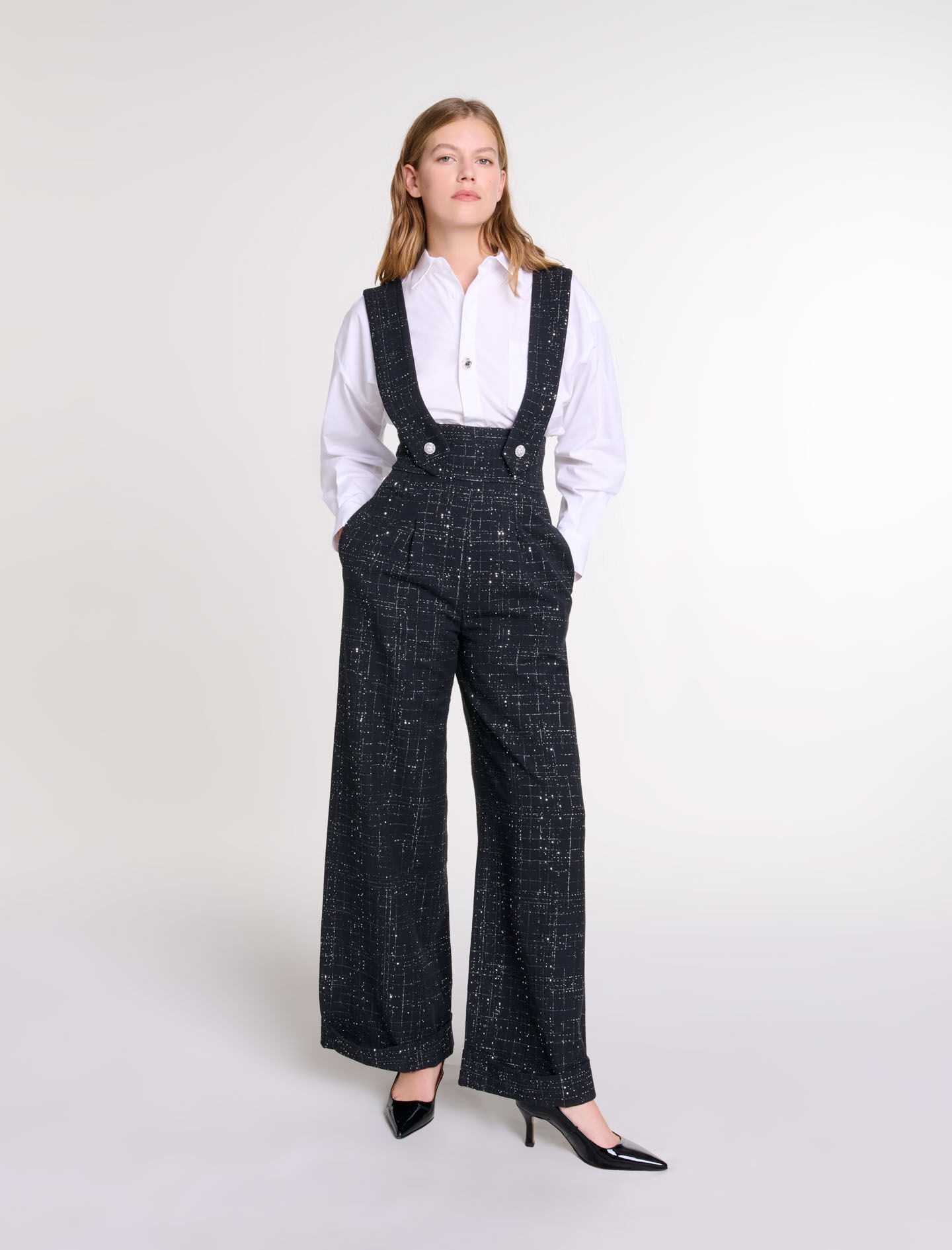 Maje denim jumpsuit discount