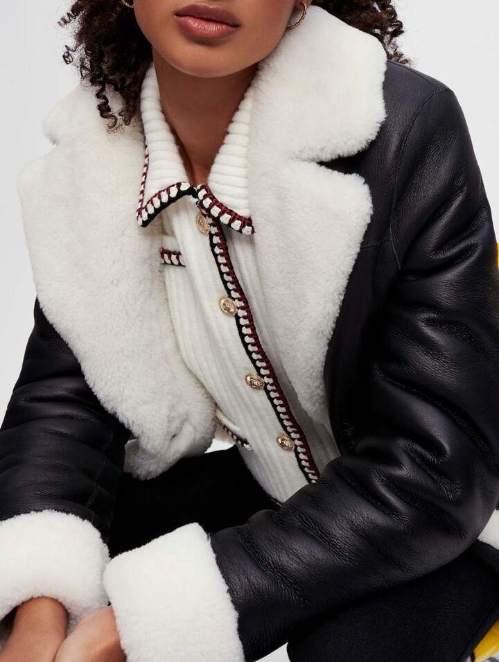 Two-tone shearling coat