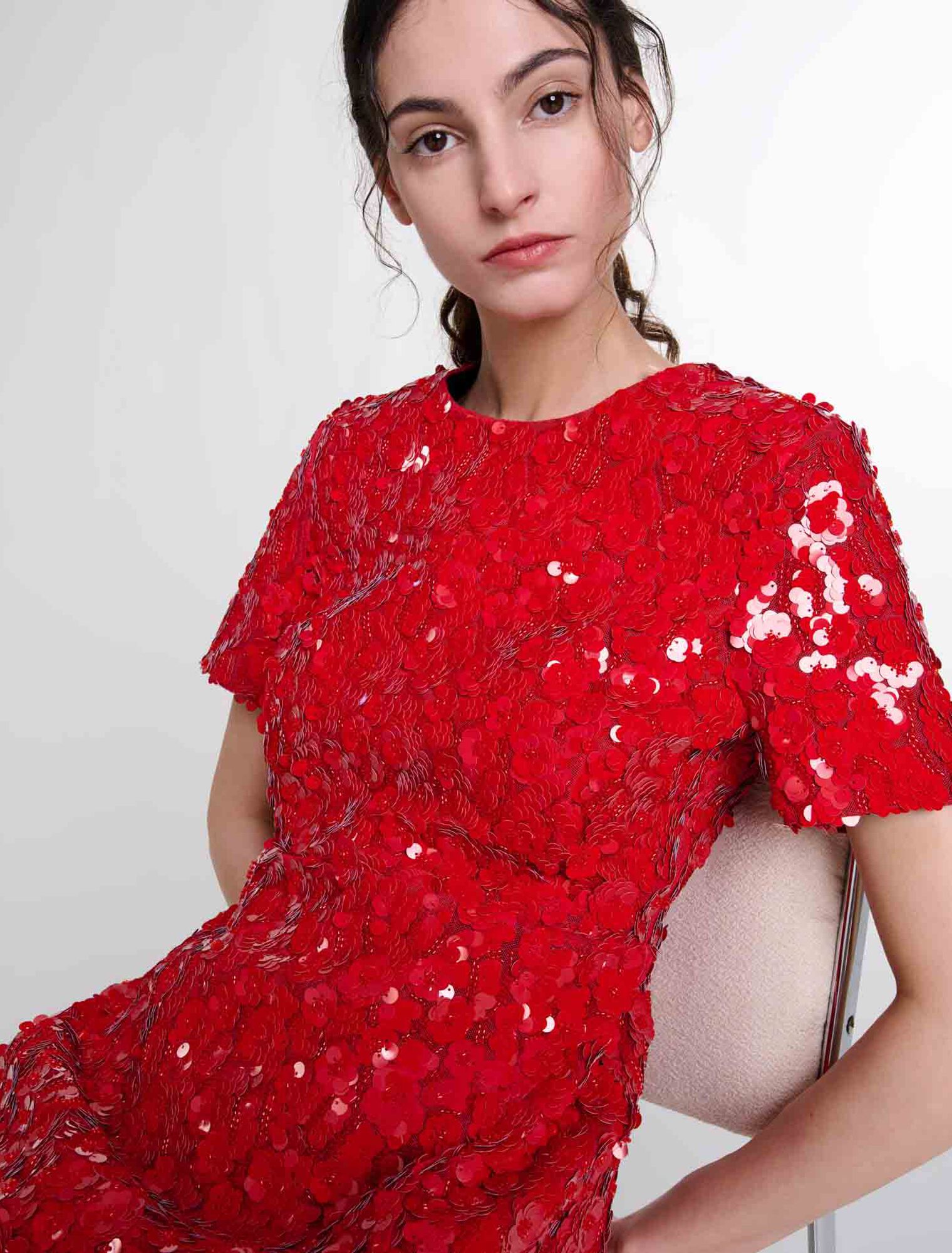 Short sequinned floral dress