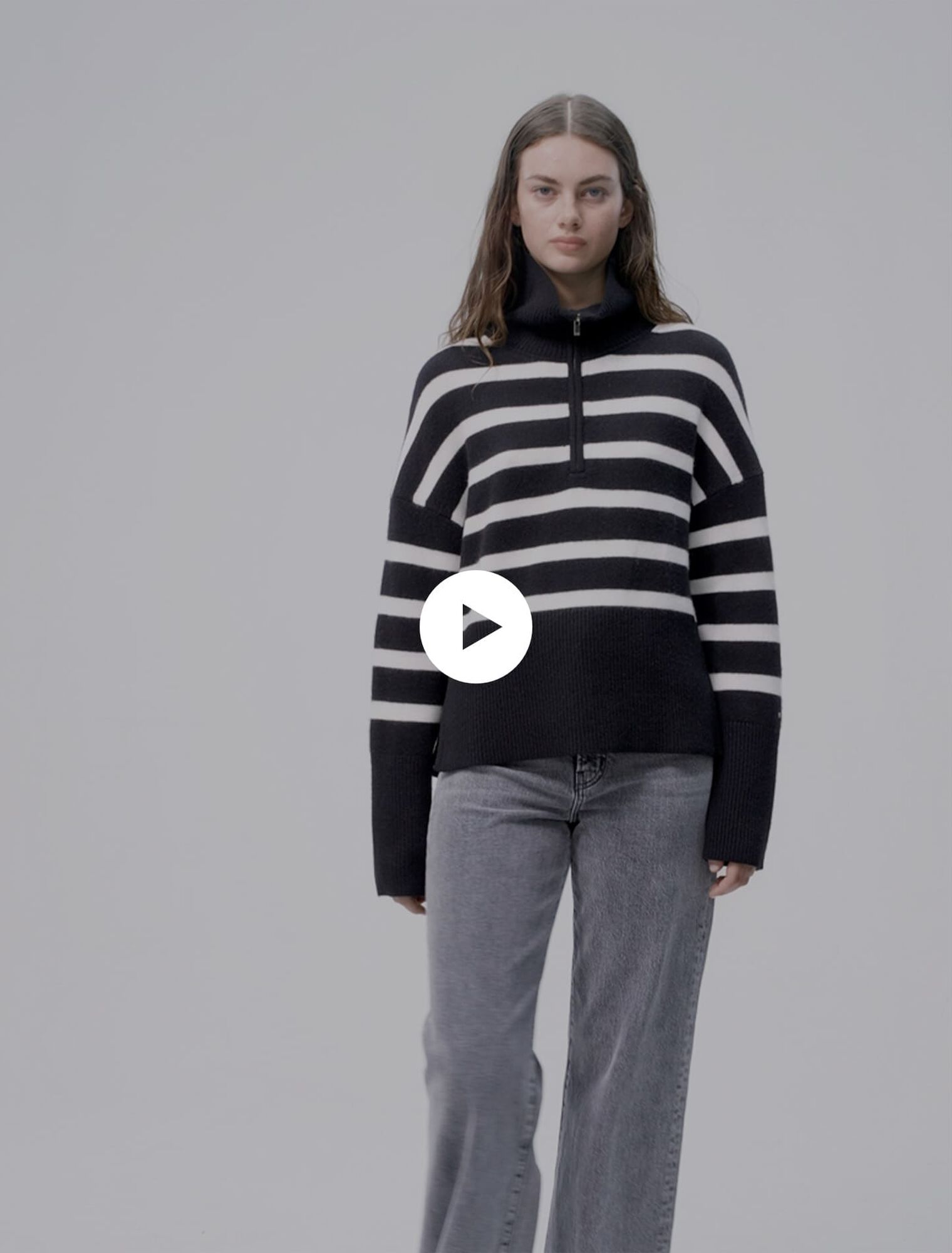 Stripe print high-neck jumper