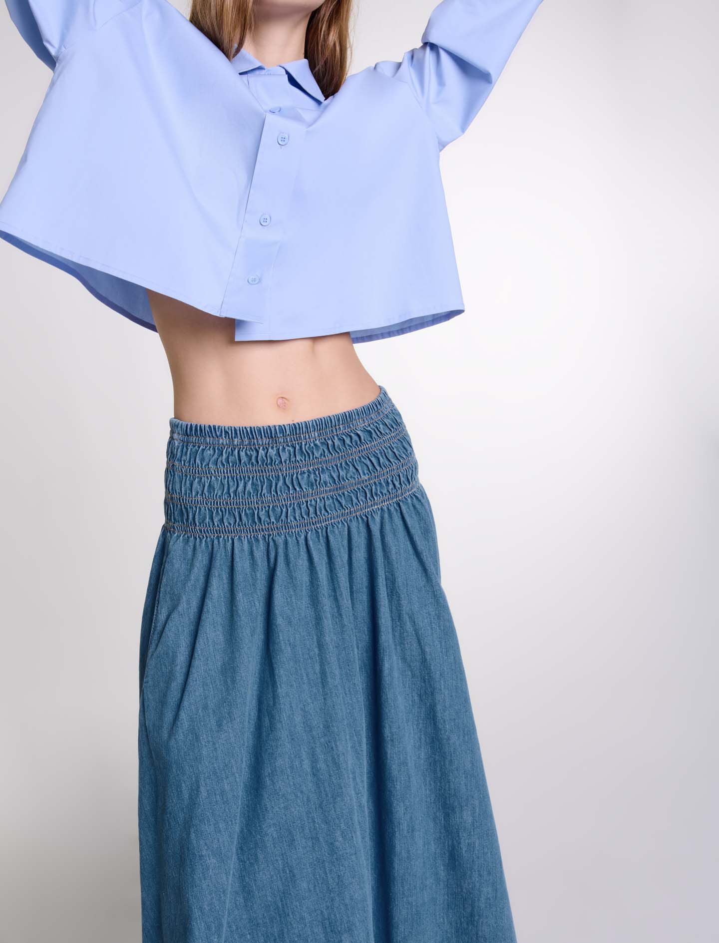 商品画像：ANDMARY】Fur pocket denim skirt 4