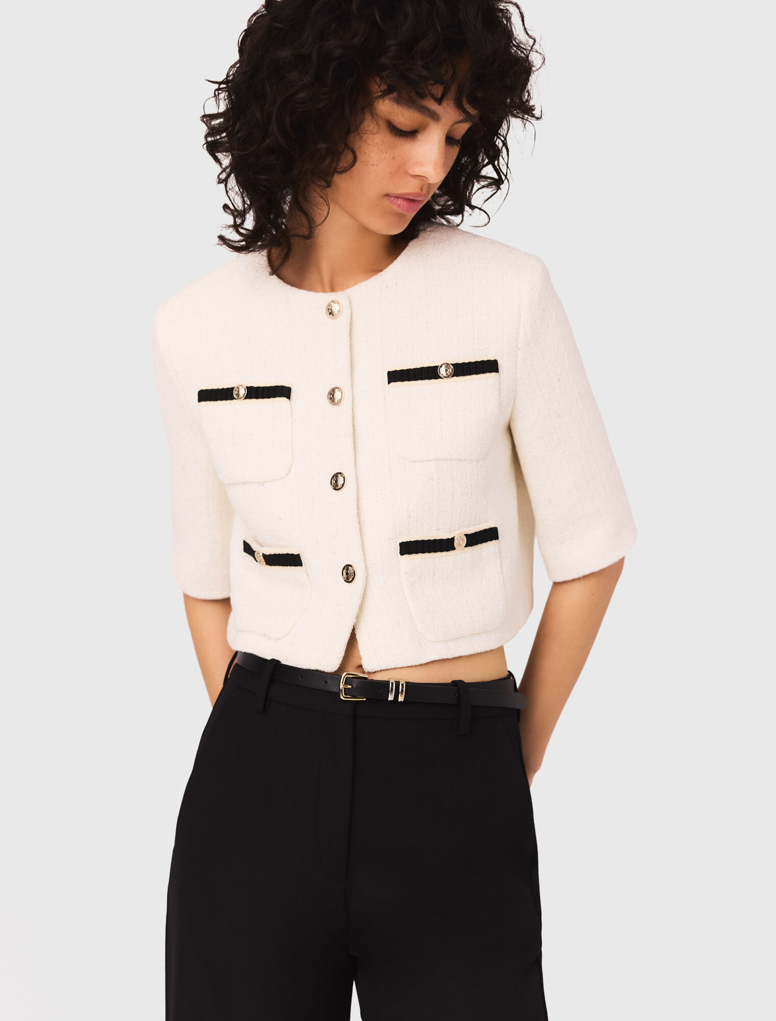 Short tweed lurex jacket