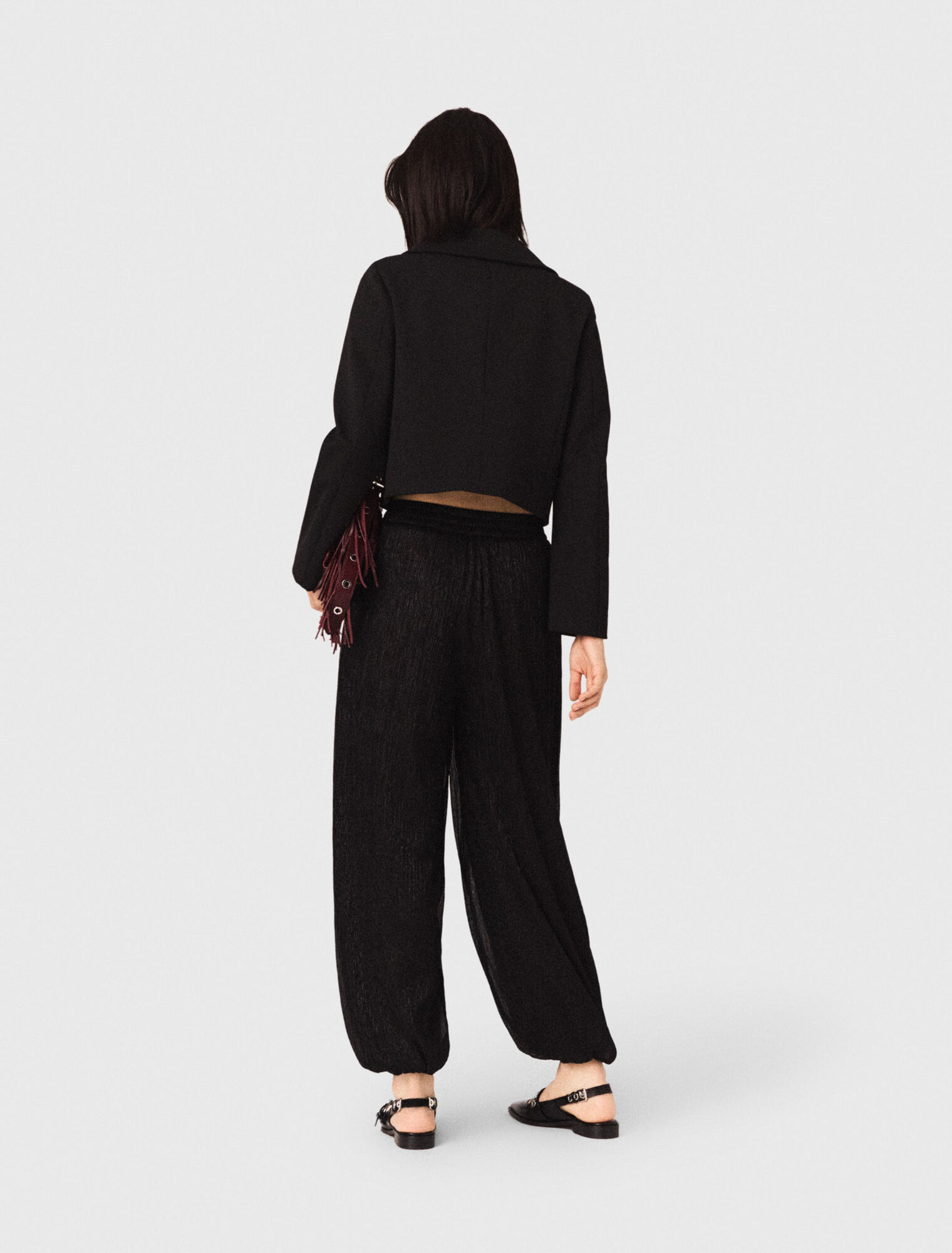 Metallic harem trousers