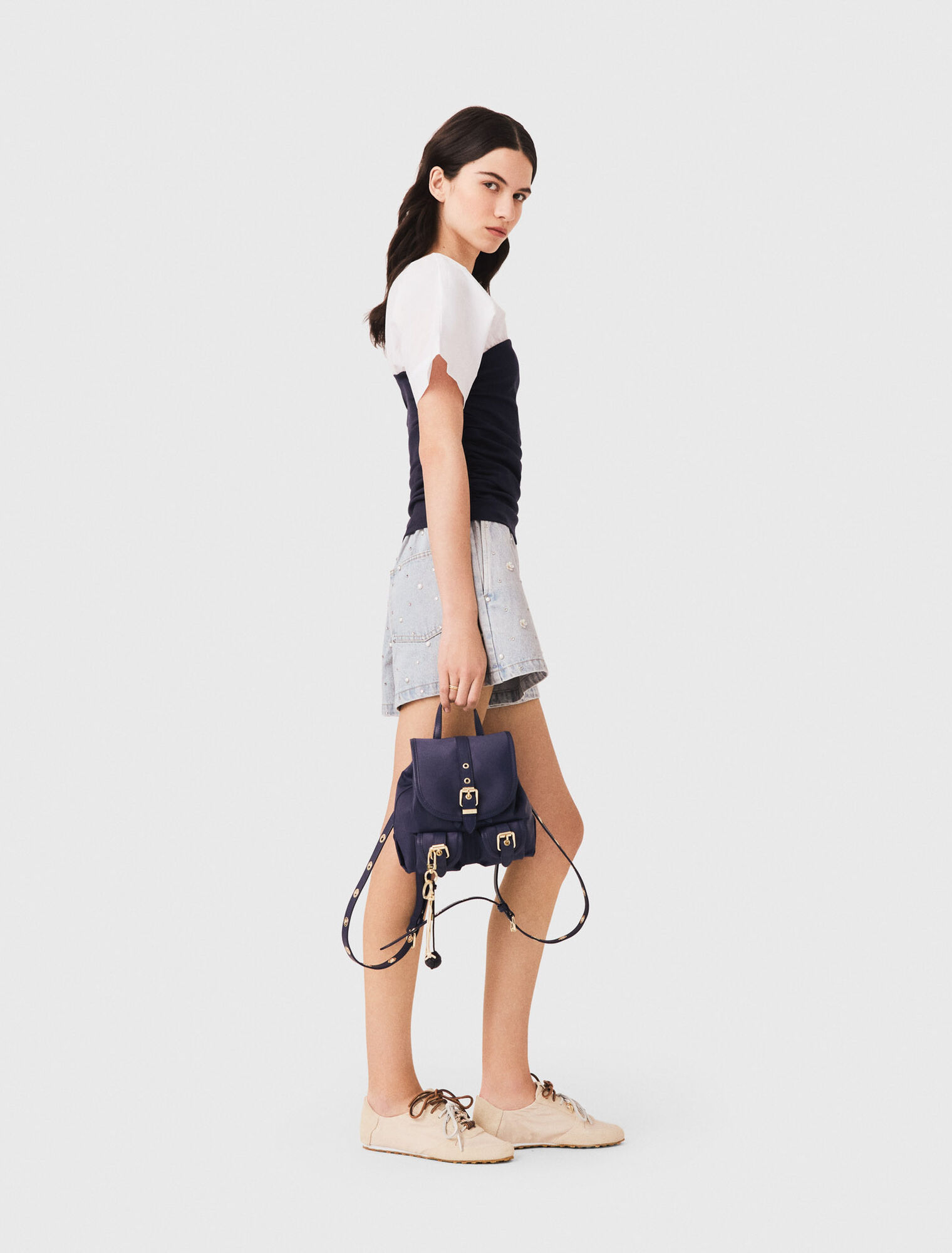 Pleated jersey top