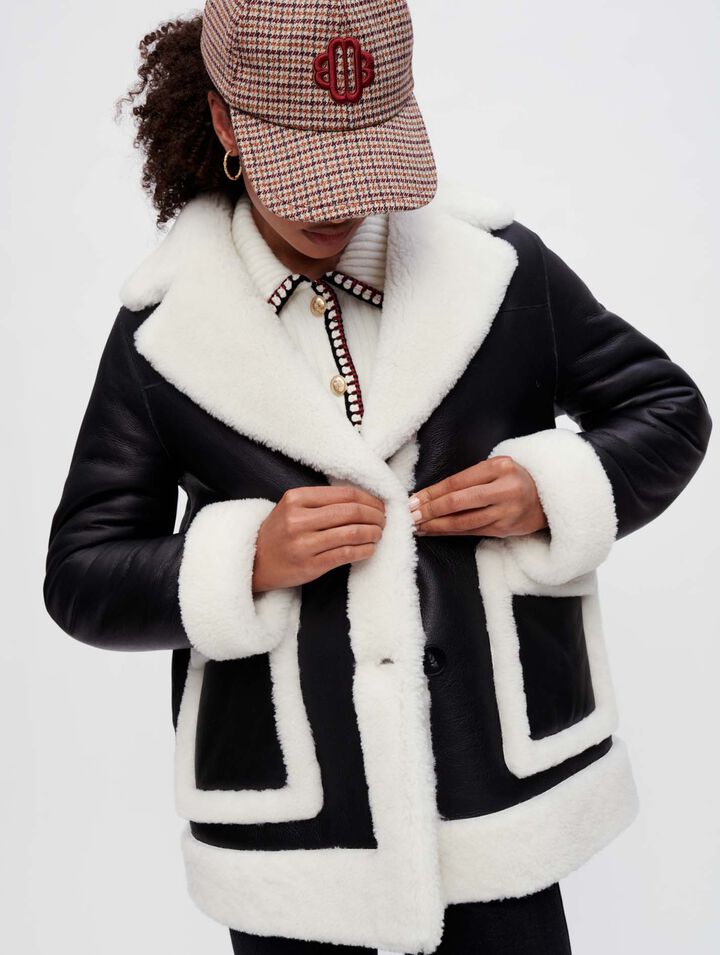 Two-tone shearling coat
