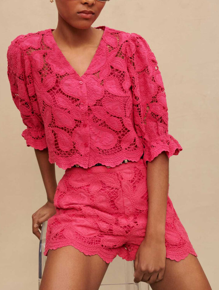 Openwork short shirt