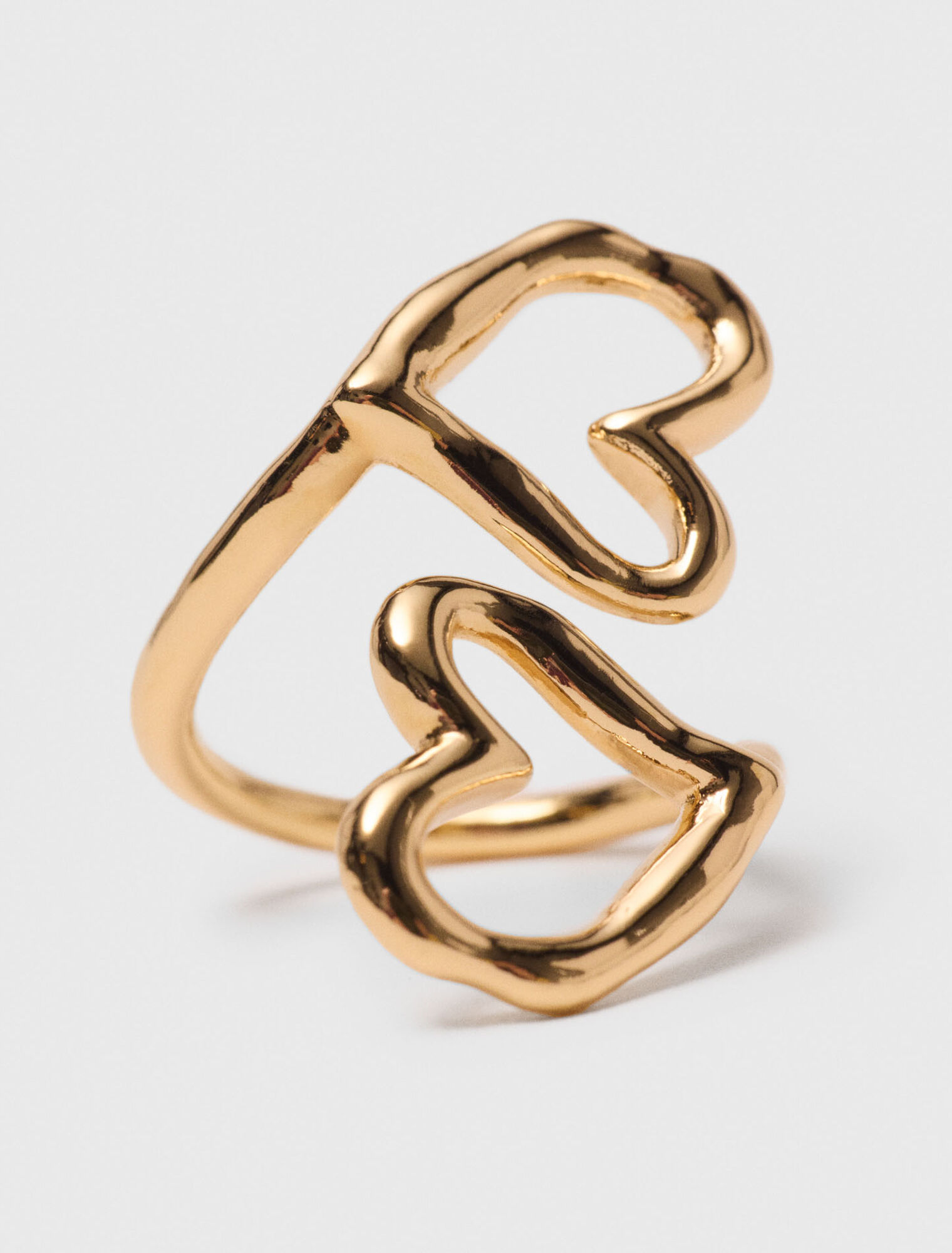 Double gold-plated heart ring