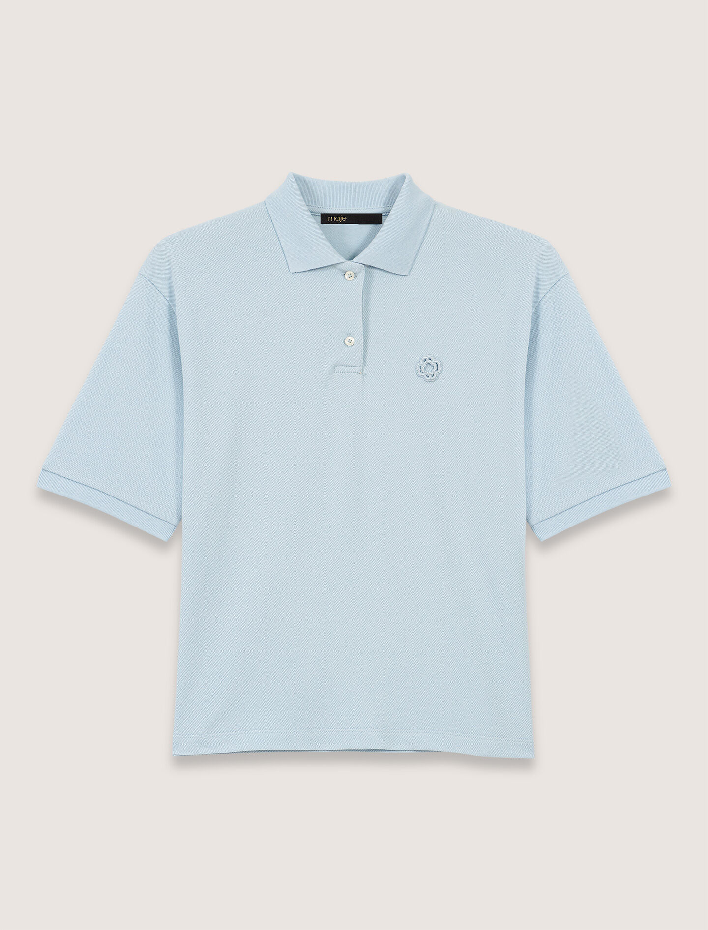 【送料&関税込】Stone Blue Polo Shirt With Logo Patch Polo shirt with logo patch Blue for Women | Maje