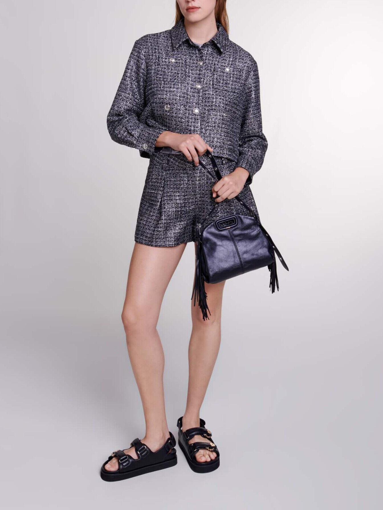 Tweed jacket Black / Gray for Women | Maje