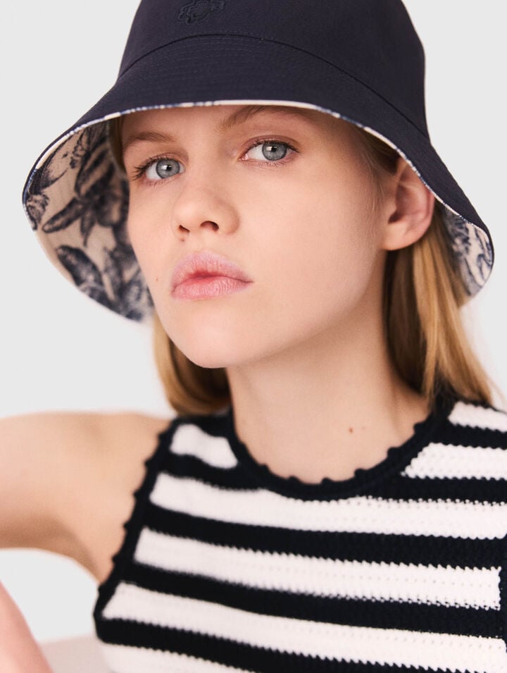 Reversible fruit print bucket hat