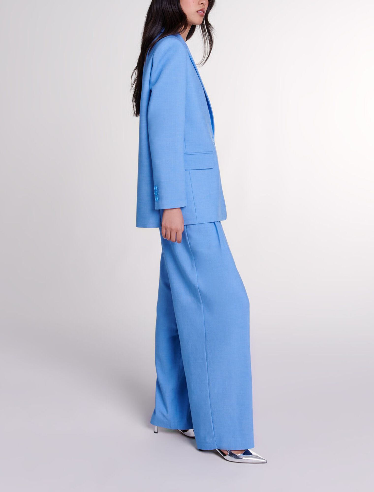 Wide-leg suit trousers with pleats 