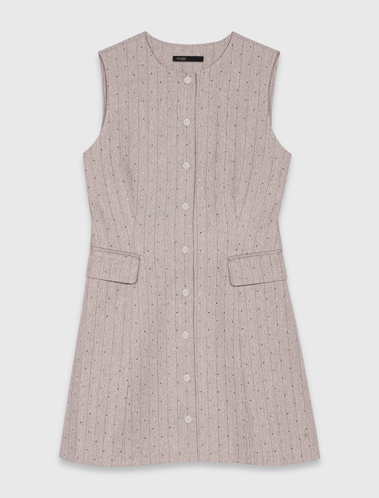 Short rhinestone suit dress Black / Gray for Women | Maje