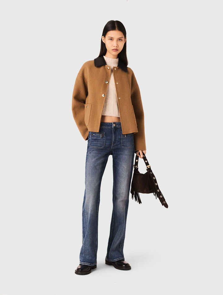 Double-faced coat with leather