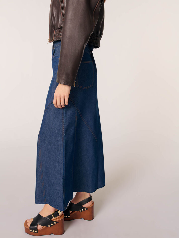 Long denim skirt