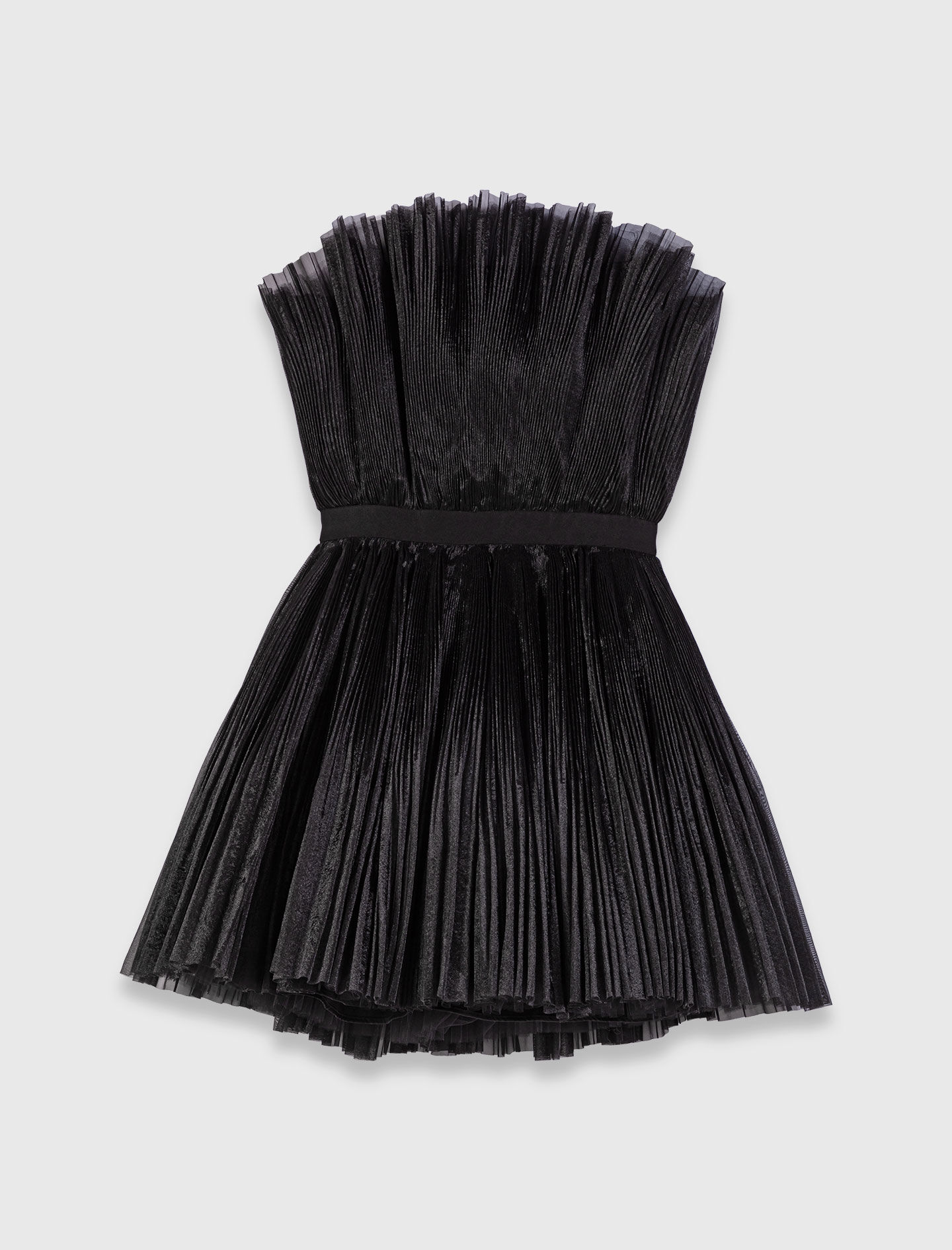 Tulle and organza bustier dress Black / Gray for Women | Maje