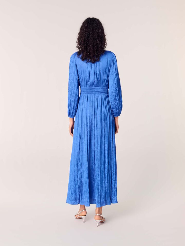 Pleated satin maxi dress