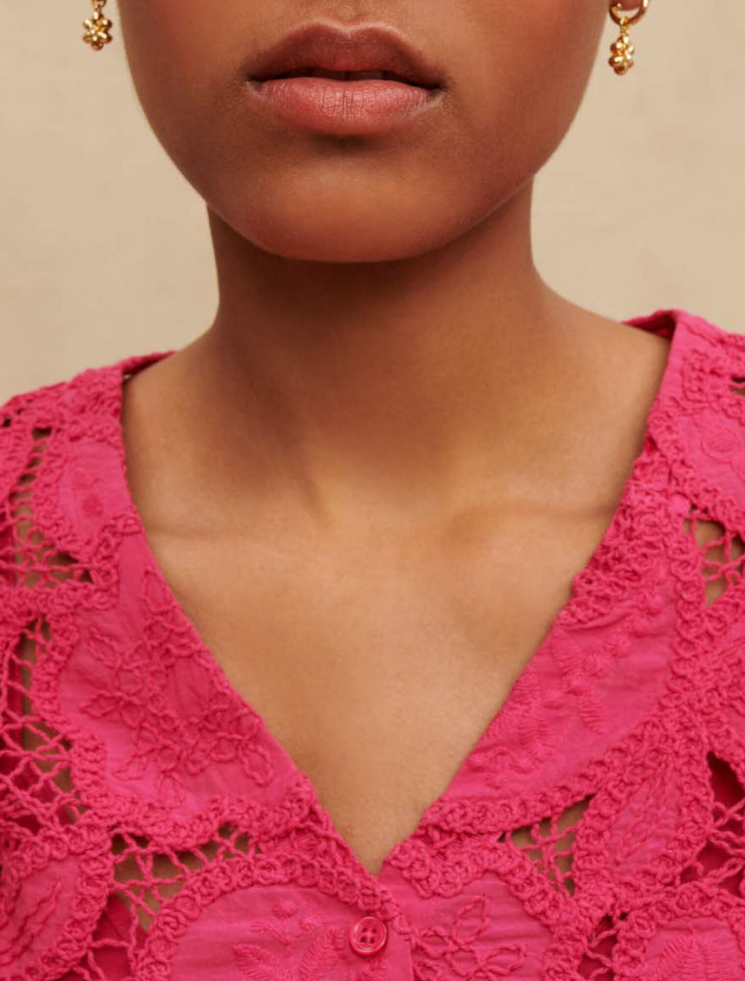 Openwork short shirt
