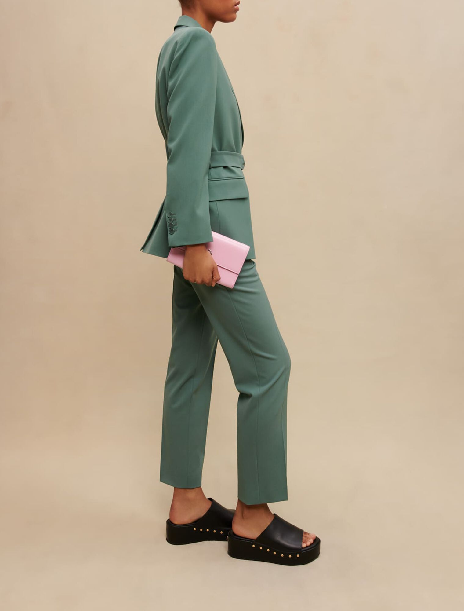 Tailored jacket with chain belt