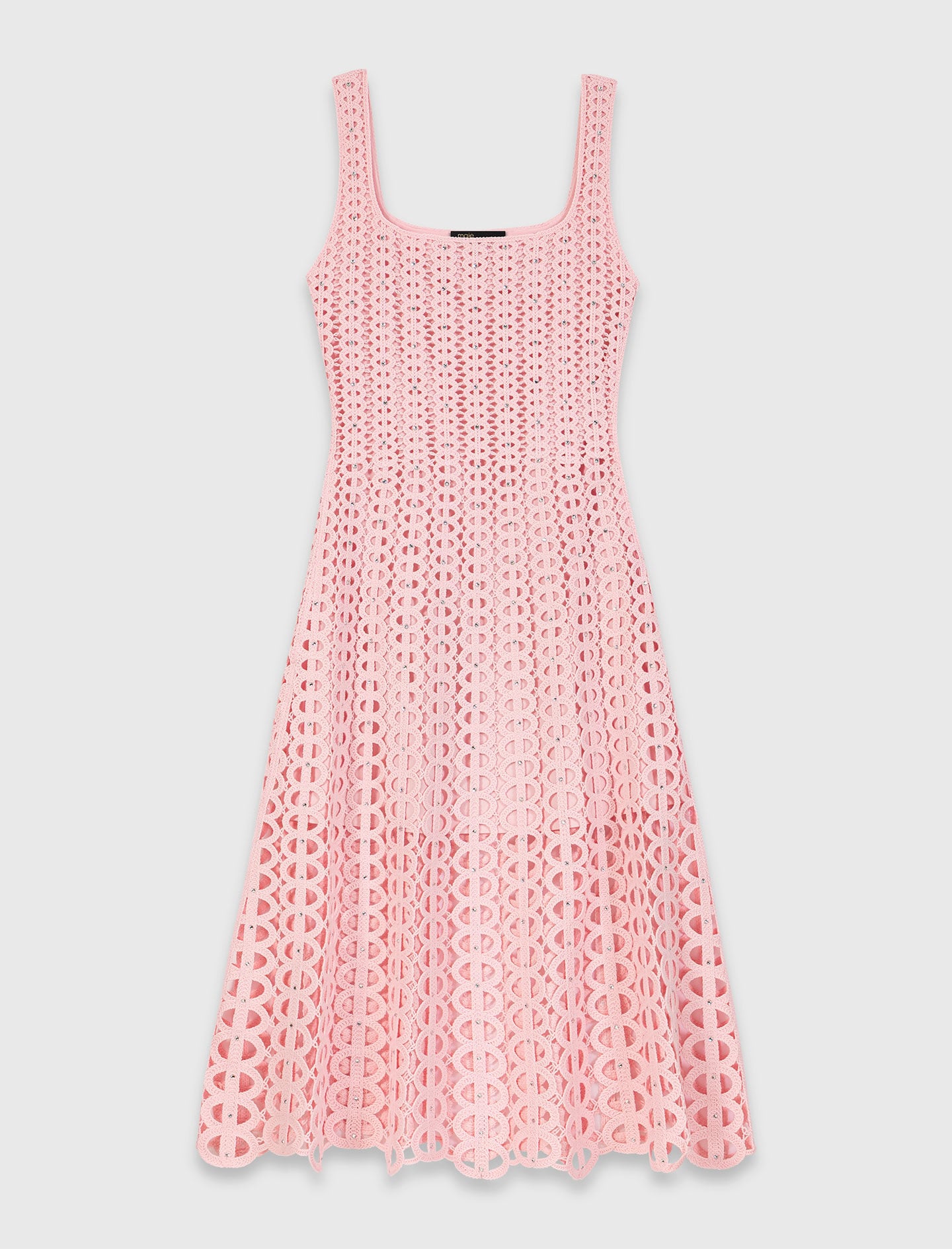 Rhinestone crochet midi dress 7