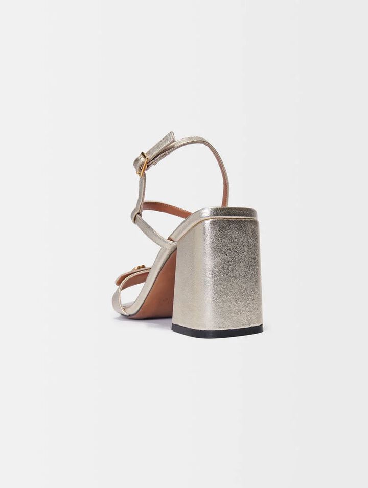 Metallic leather sandals