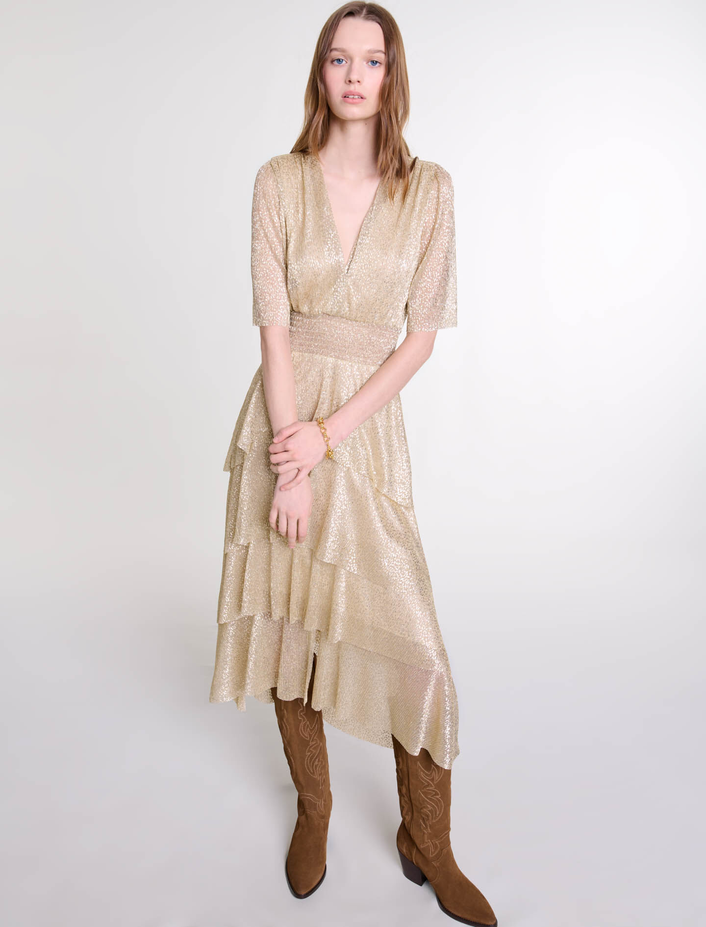 Shimmer dress with ruffles - Maxi dresses | Maje Shimmer dress with ruffles - Maxi dresses | Maje