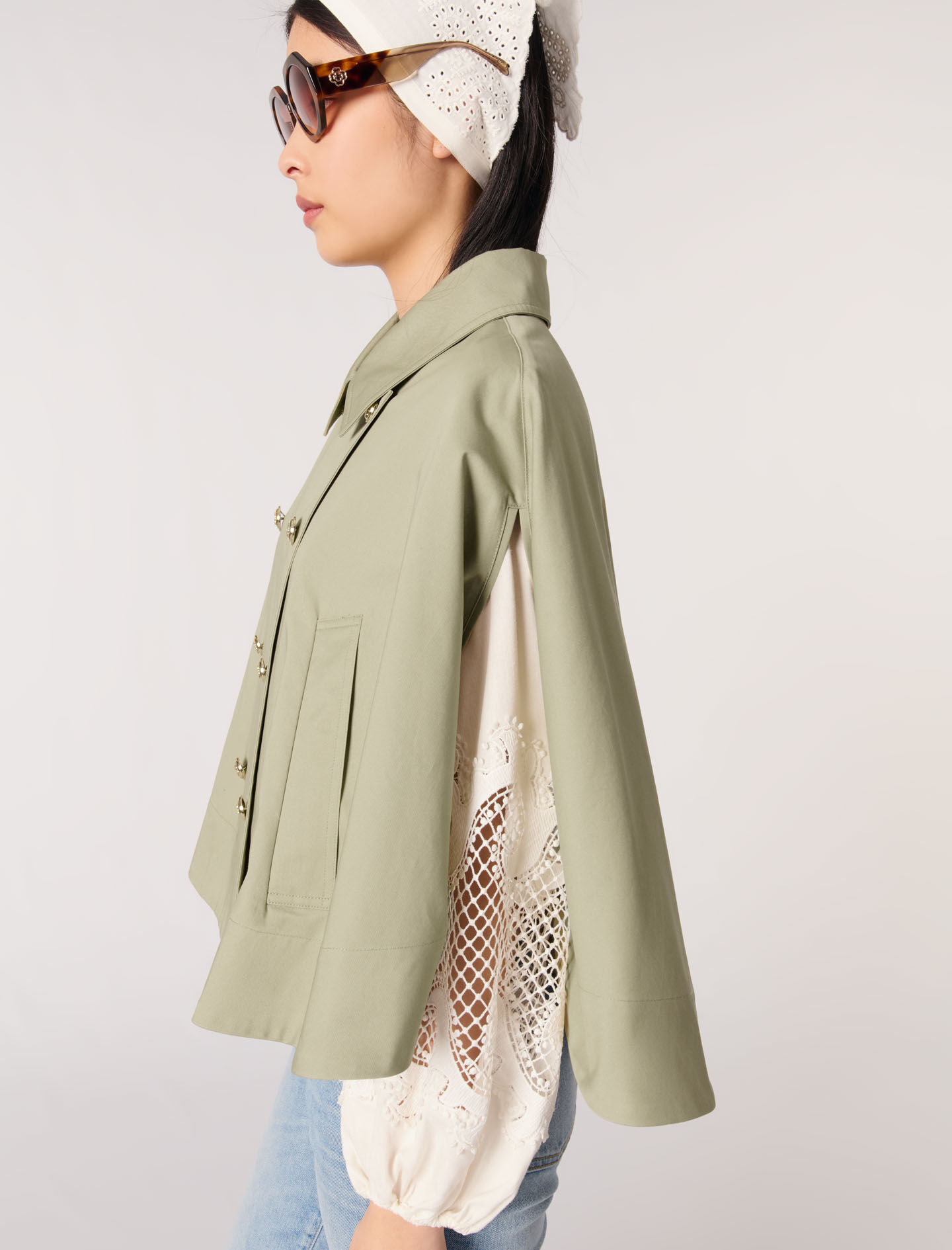 ASYMMETRIC CAPE TRENCH COAT in blue | JW Anderson GB