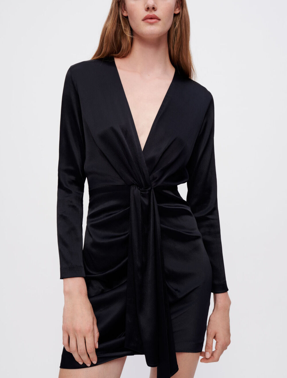 Satin tie front dress on sale