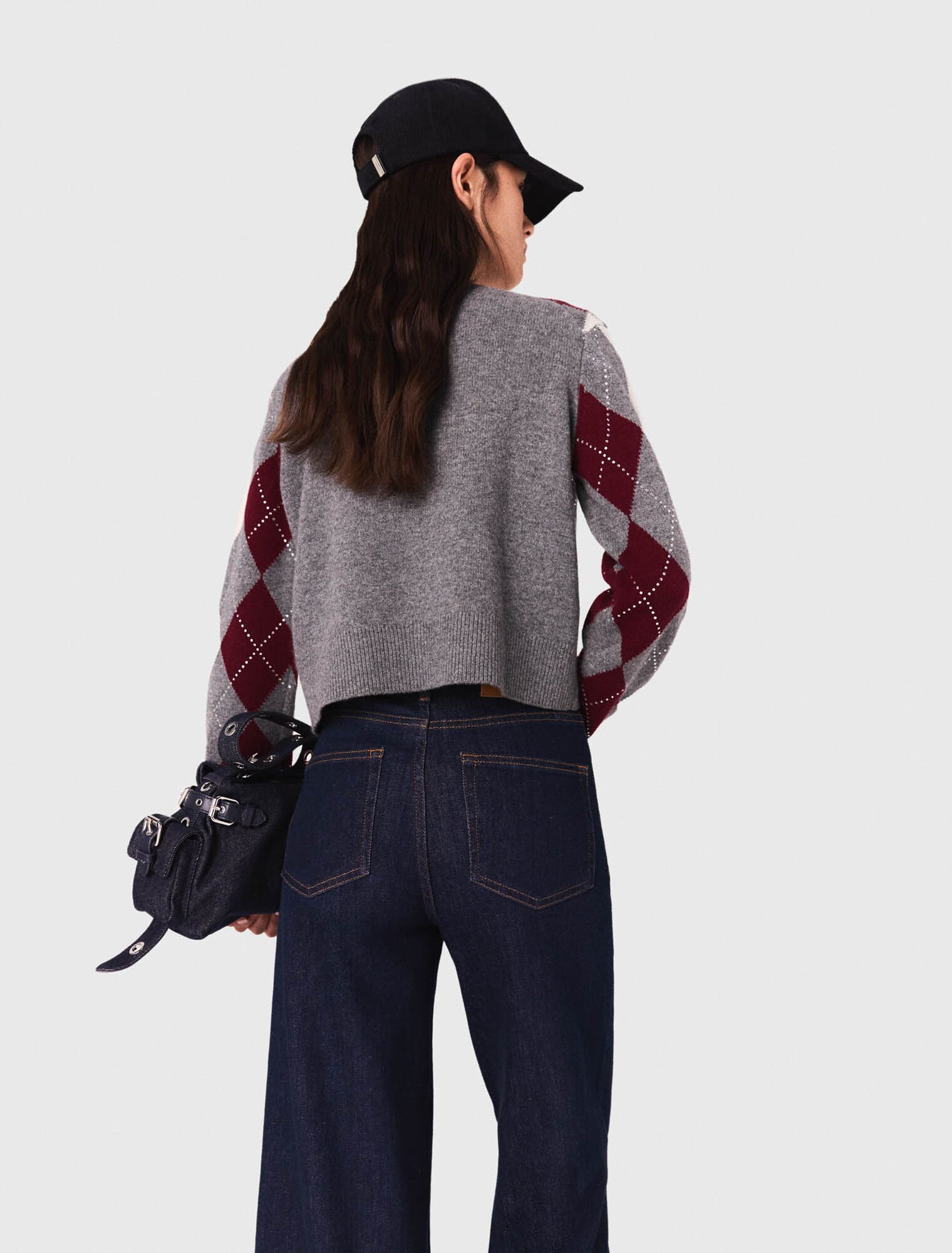 Cropped argyle jumper