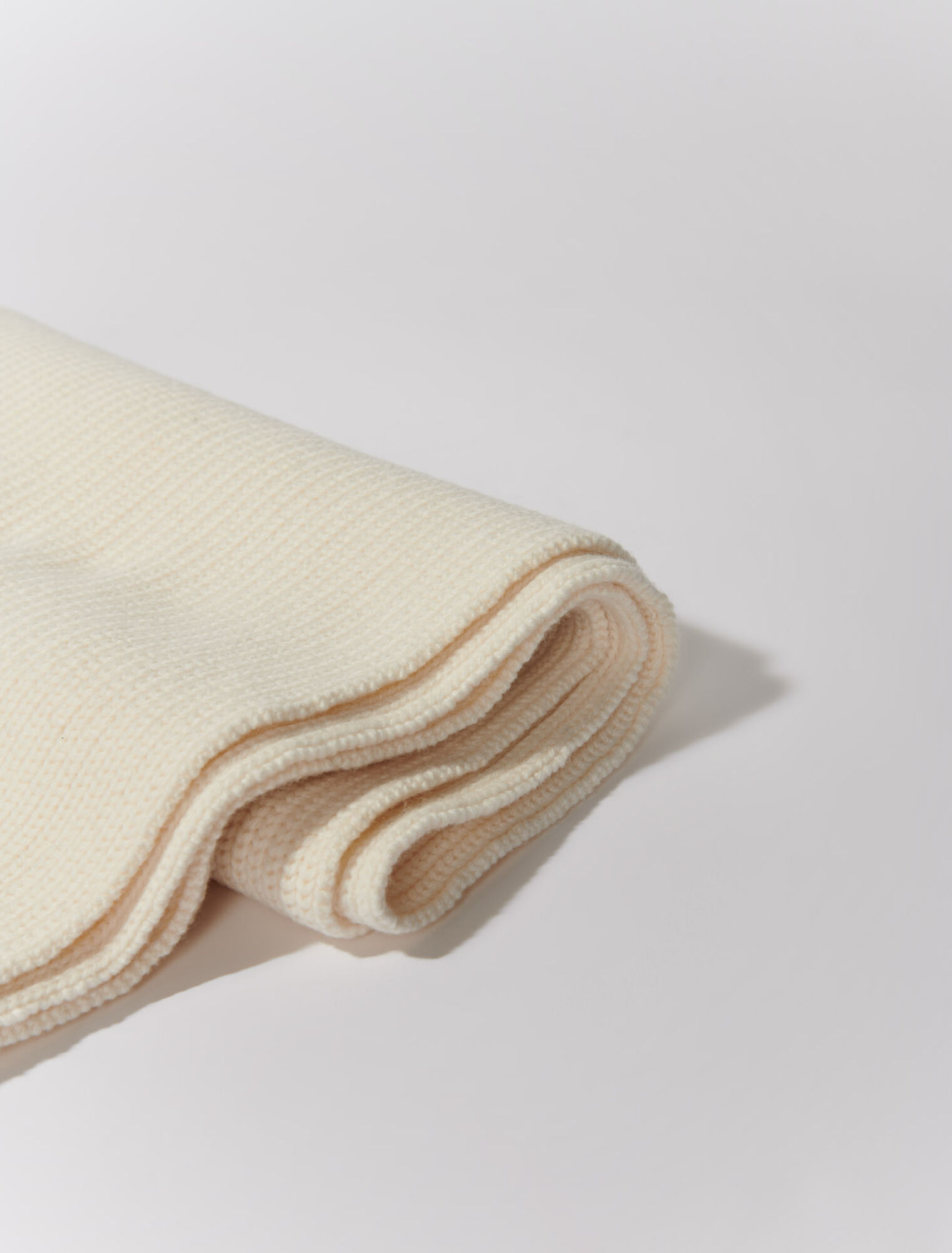 Rib-knit scarf in wool blend
