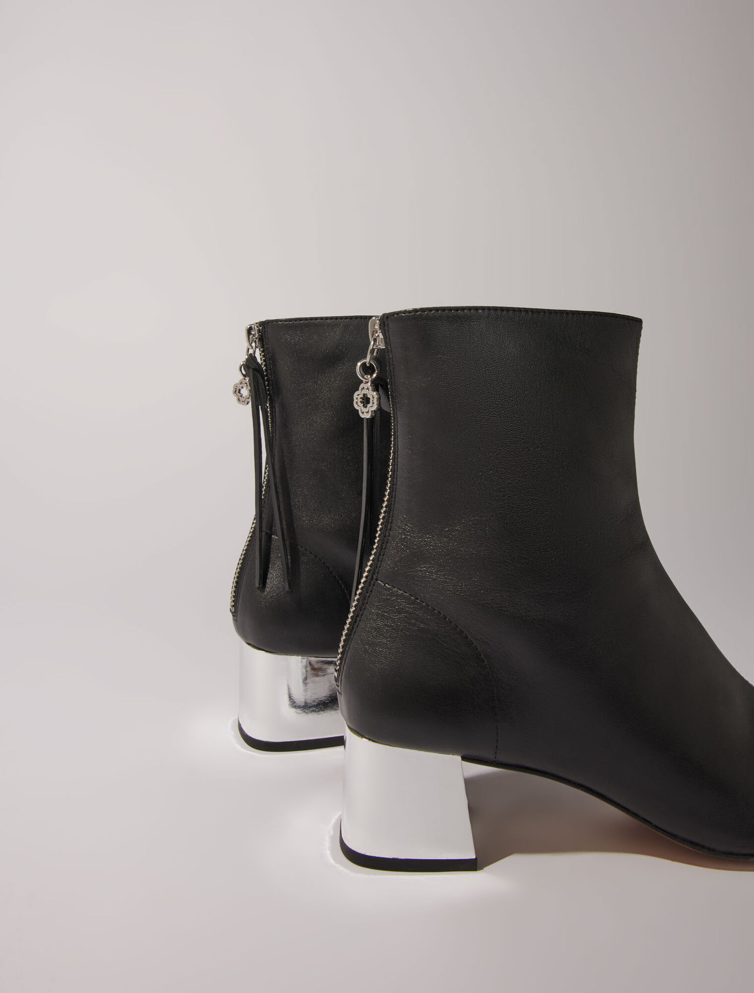 Square-toed leather boots
