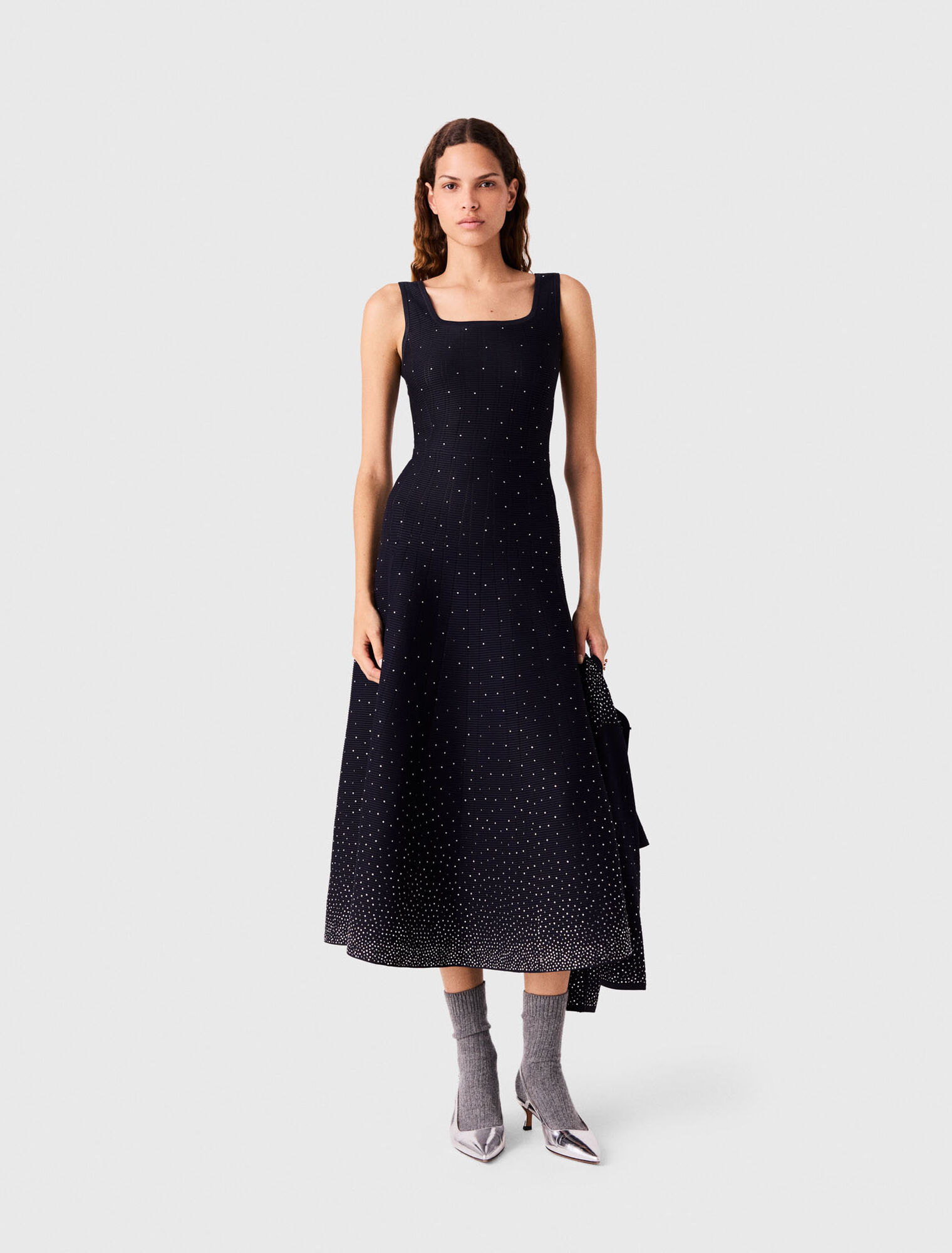 Rhinestone knit maxi dress