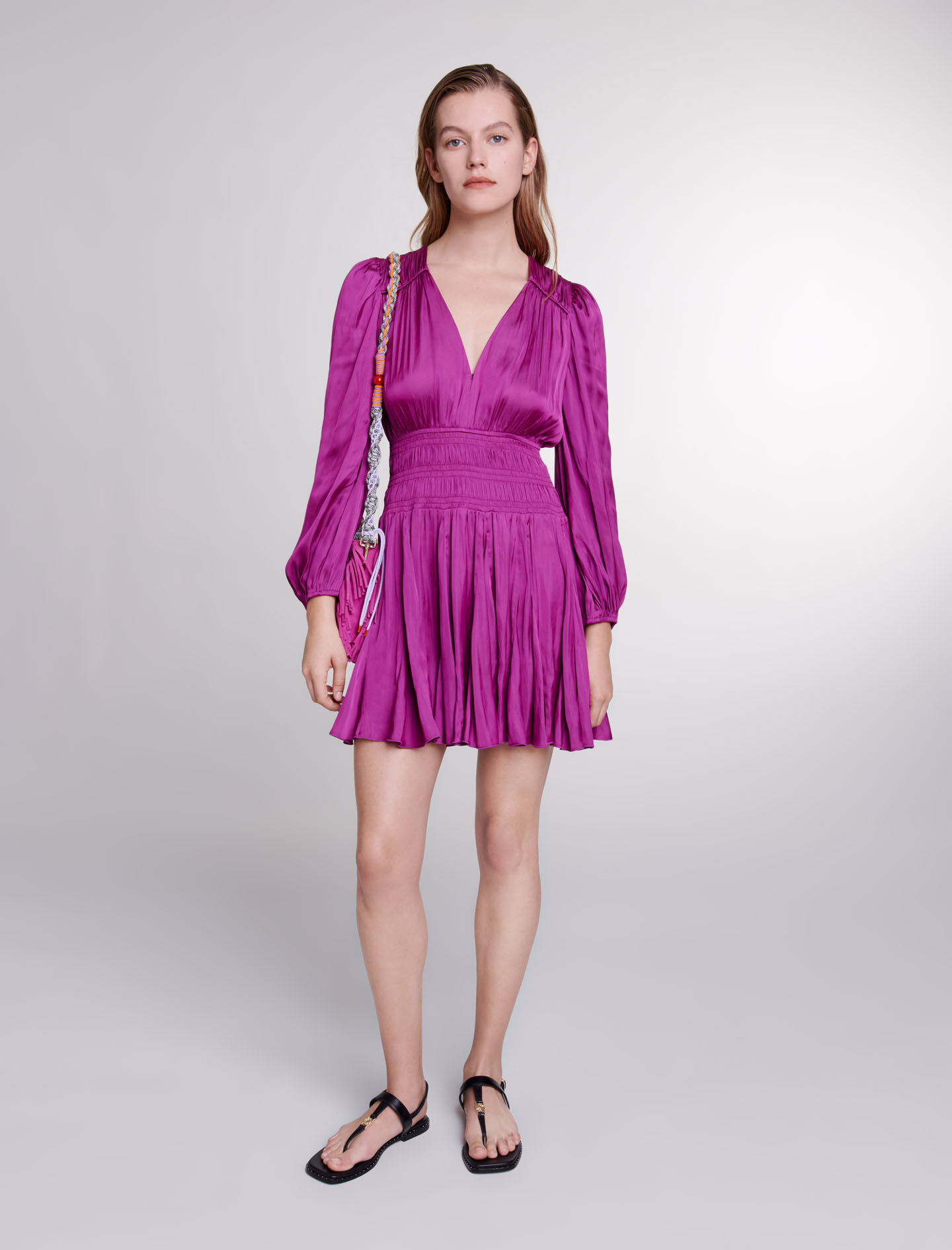 Short satin look dress