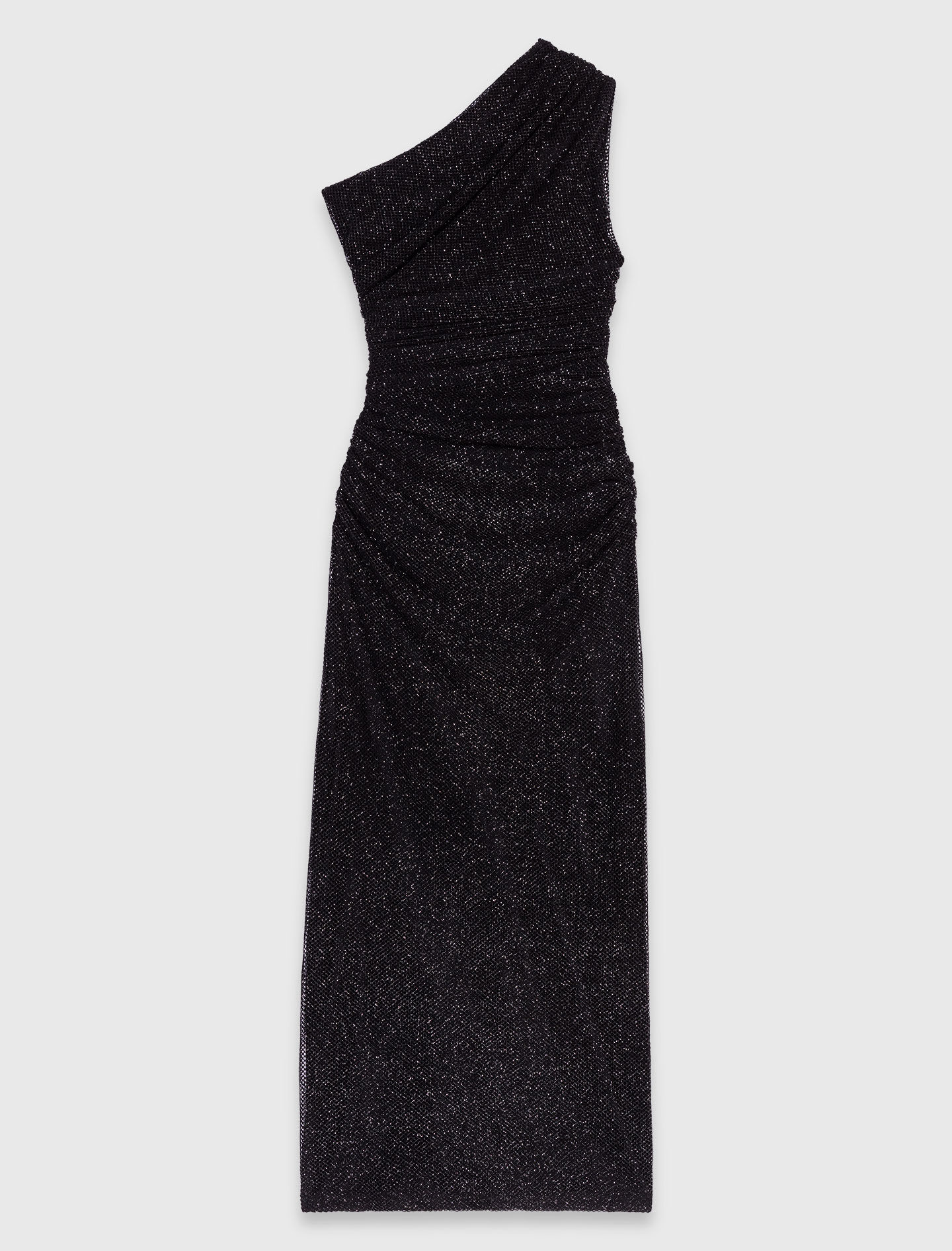 Asymmetric rhinestone knit dress Black / Gray for Women | Maje