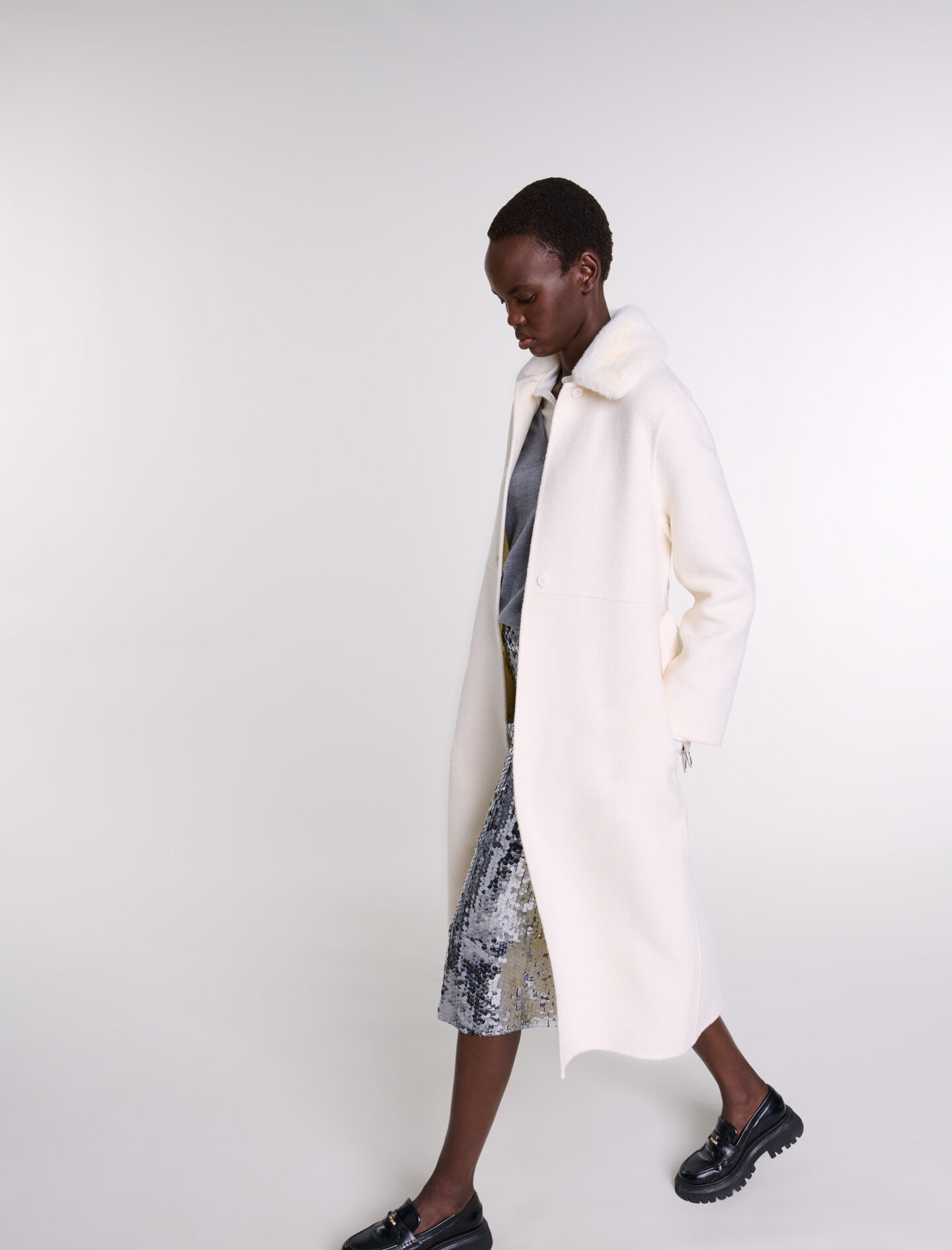 Wool coat with removable collar - Offline_Coats | Maje Wool coat with removable collar - Offline_Coats | Maje
