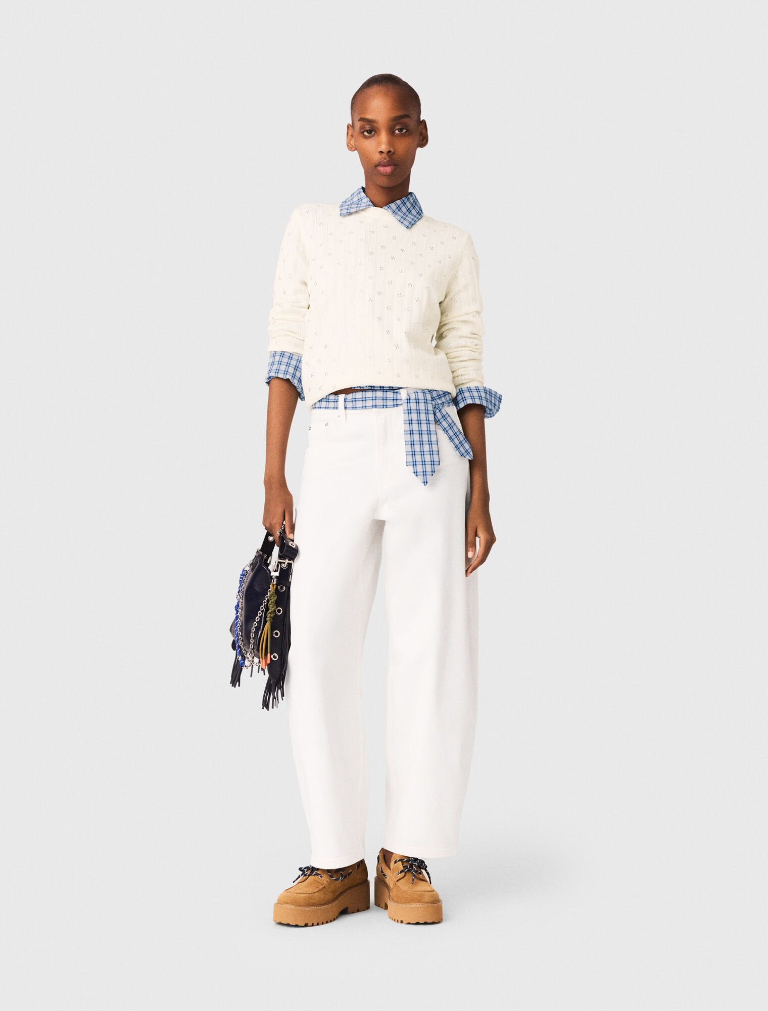 Rhinestone-front cardigan