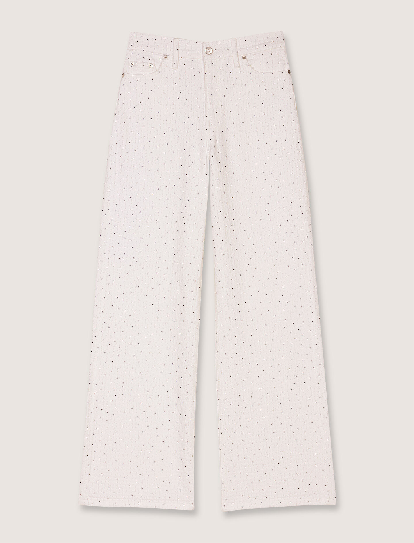 majeページ Wide-leg rhinestone jeans White for Women | Maje