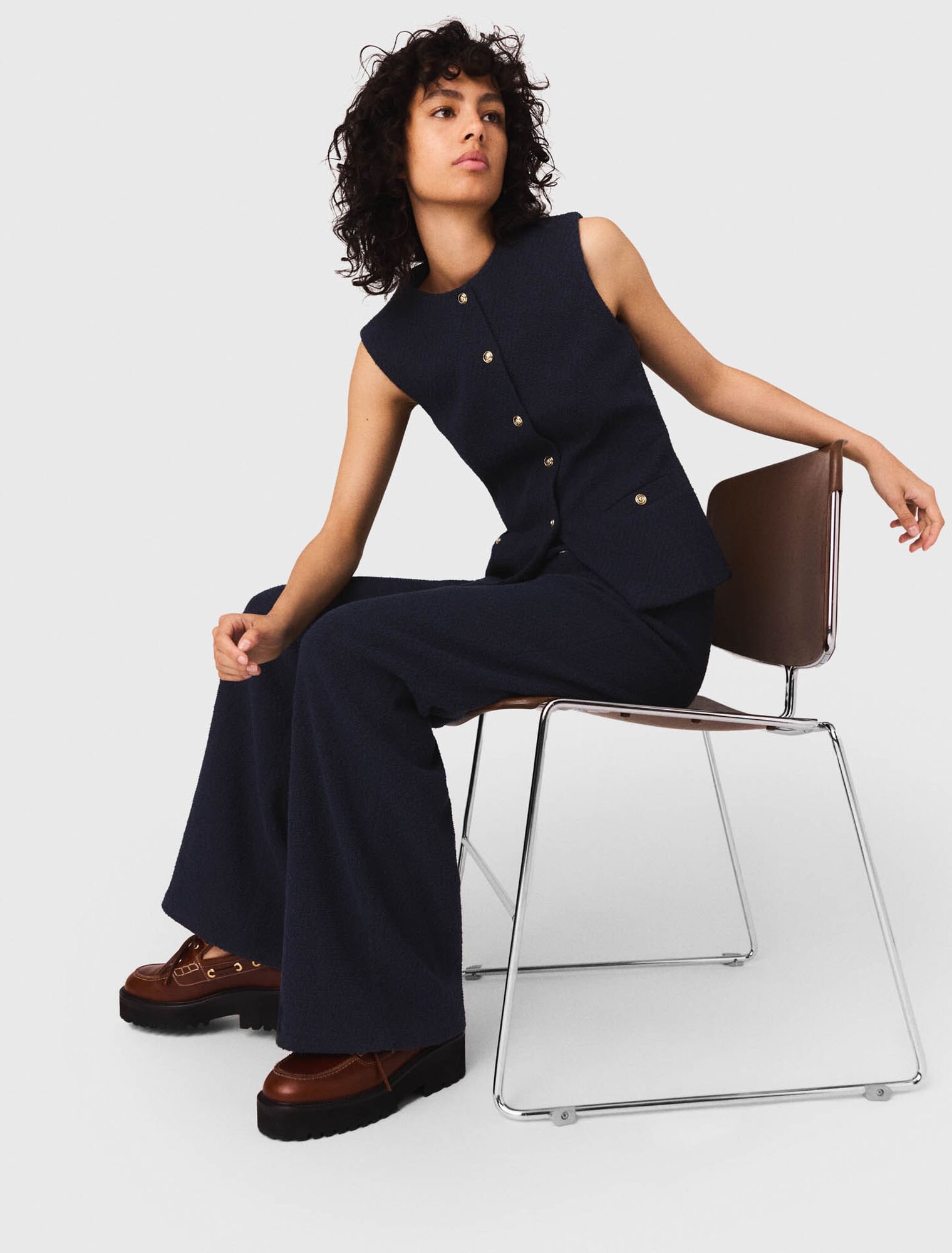 Straight-leg tweed trousers
