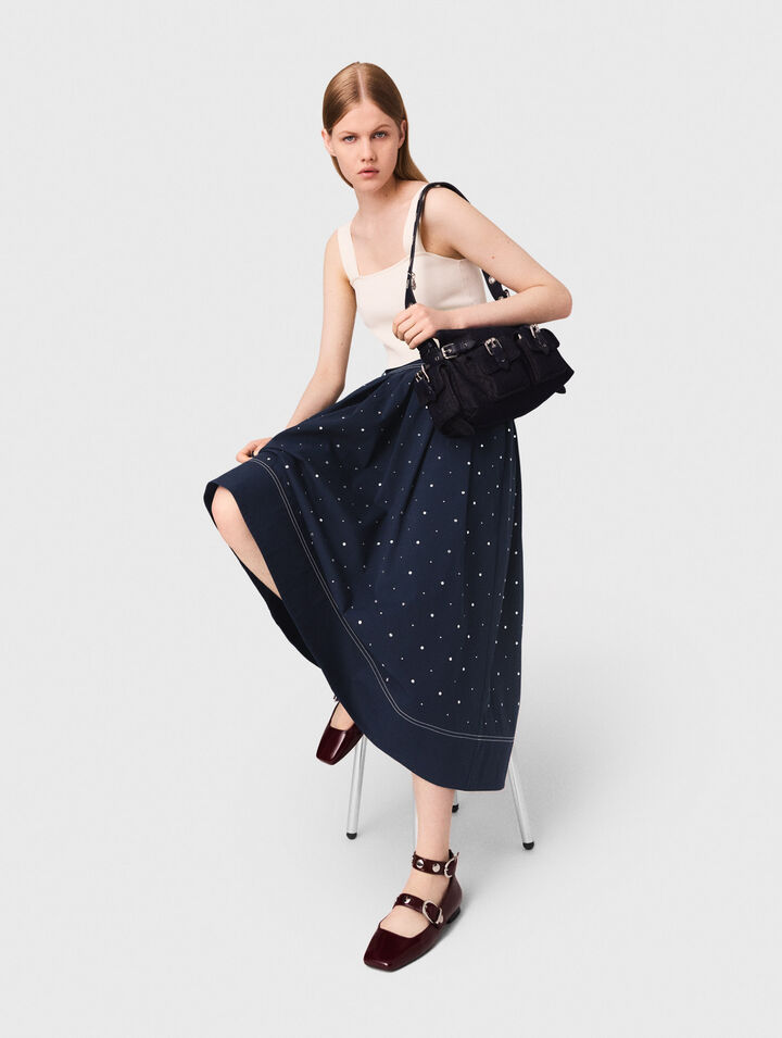Long studded cotton skirt