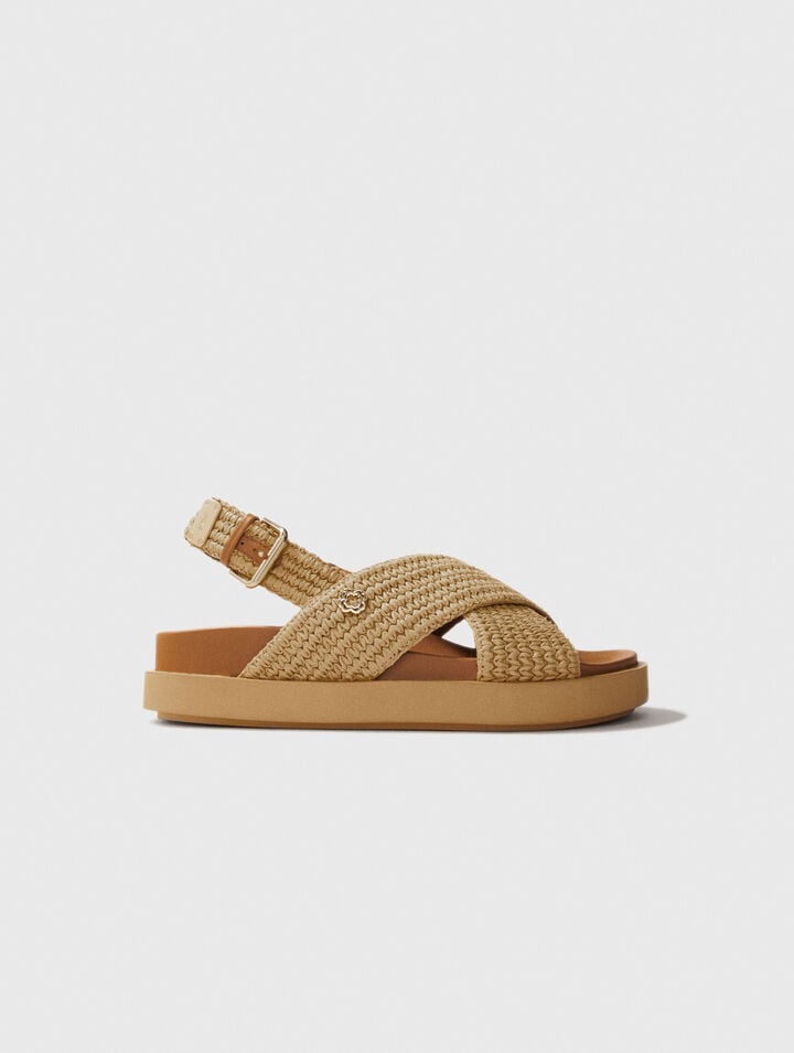 Raffia-effect flat sandals