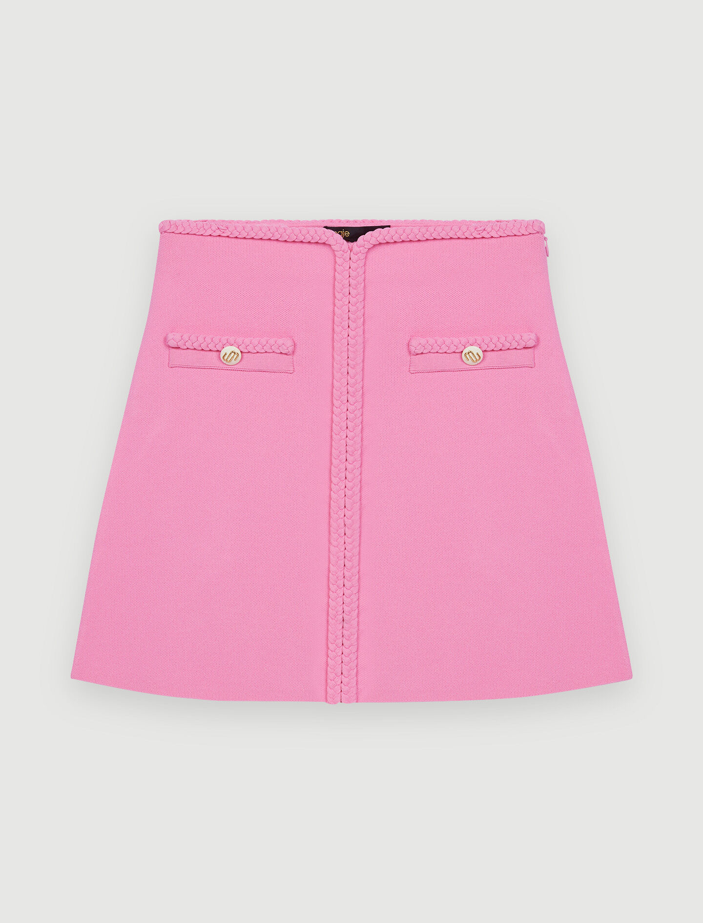 Knit skirt with braided trim