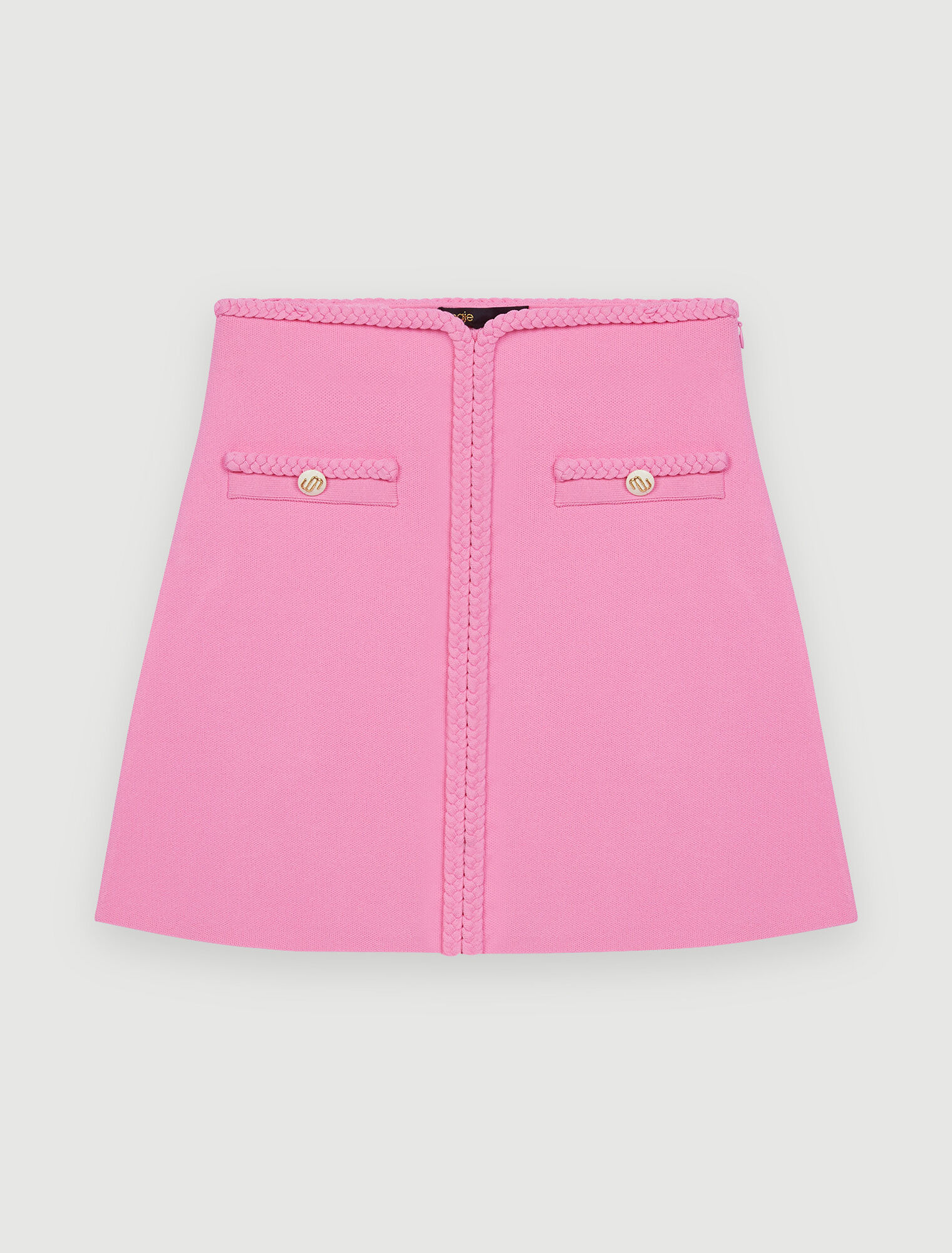 Knit skirt with braided trim