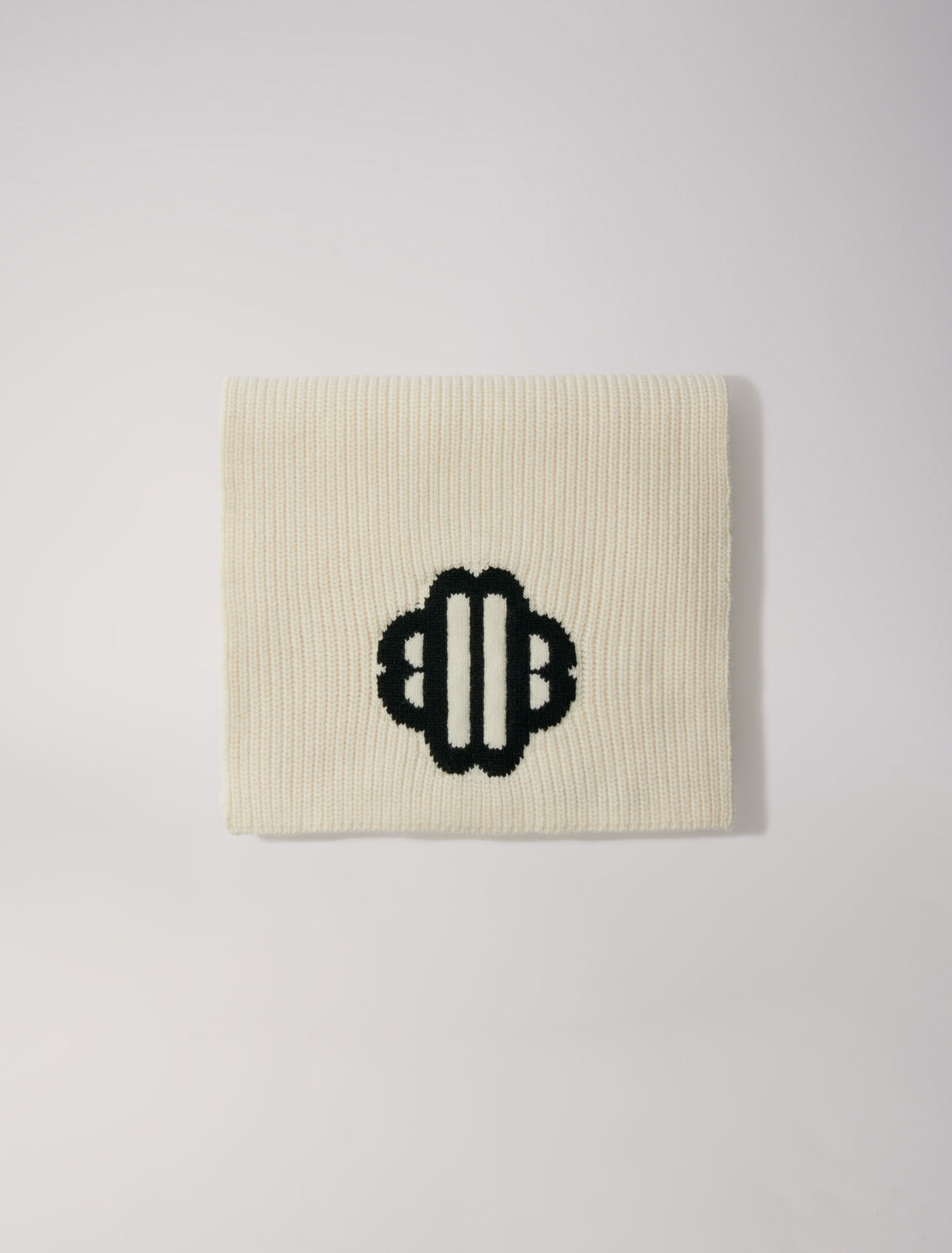 Rib-knit scarf in wool blend
