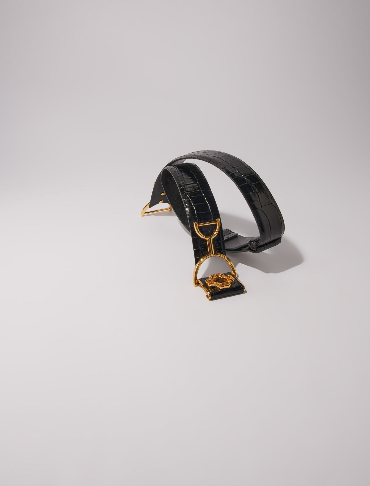 Wide smooth leather belt