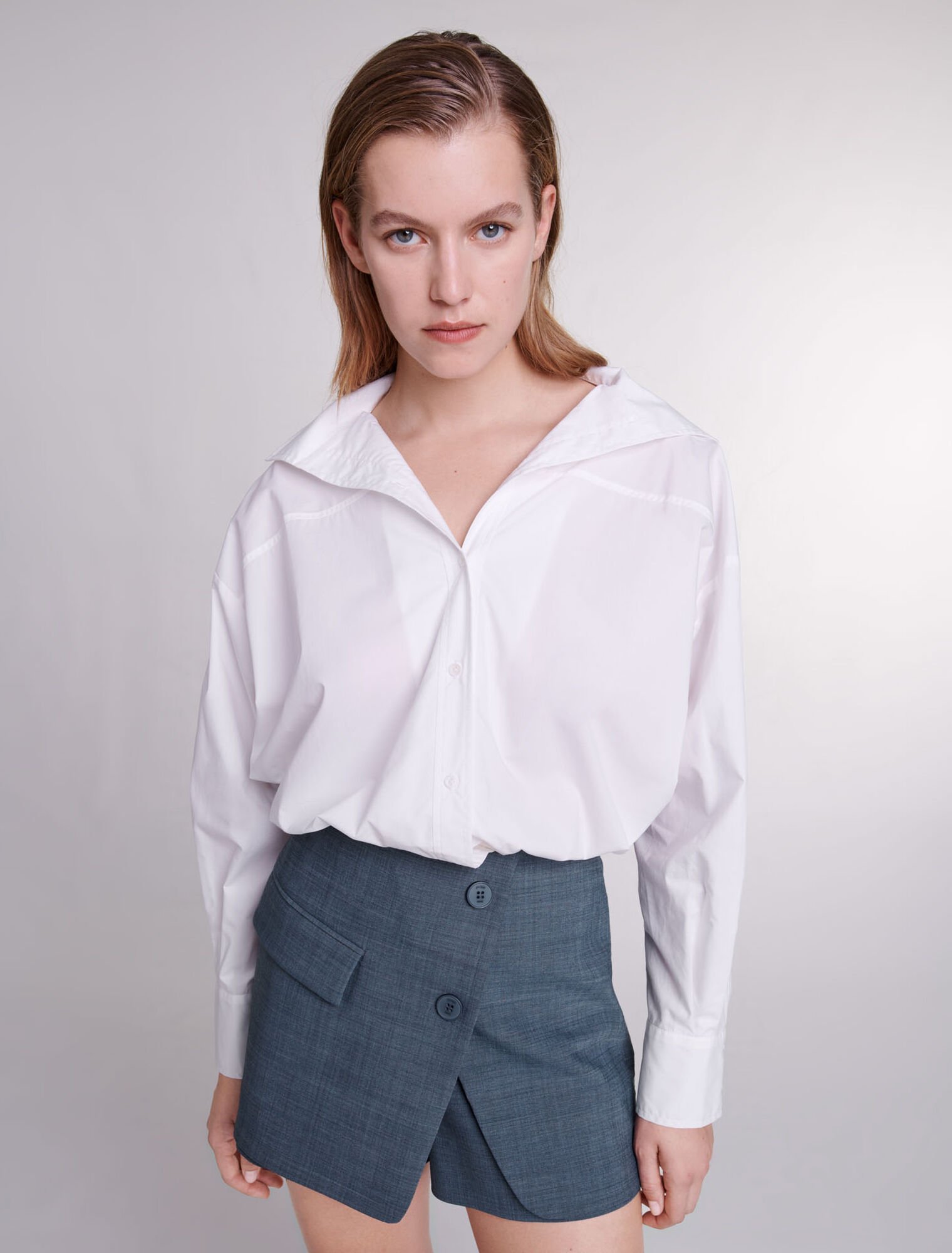 Cropped cotton shirt